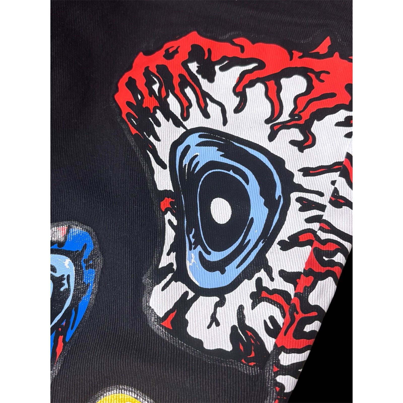 0 Brand X Eyeballs and Skulls Print Black Denim Fashion Jeans Size US 32 / EU 48 - 9 Thumbnail