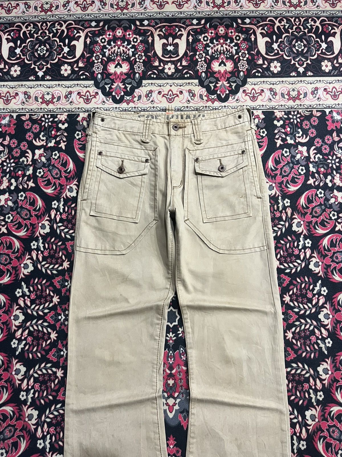 Edwin Vintage Japanese Edwin 503 Cargo Khaki Washed Flare Pants Size US 30 / EU 46 - 3 Thumbnail