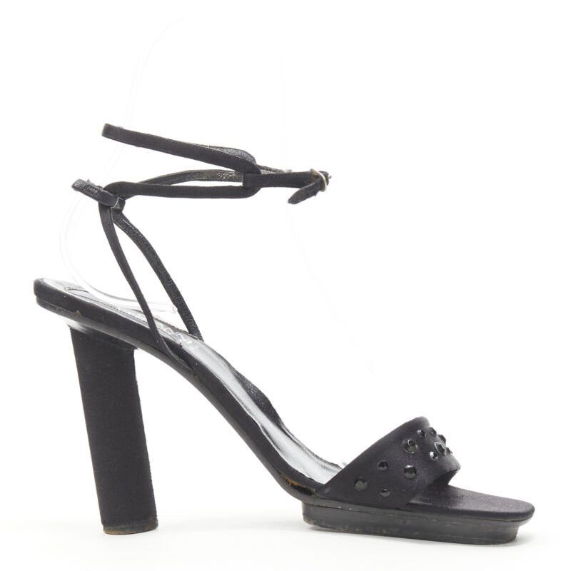 Versace vintage GIANNI VERSACE black satin crystal cone heel sandal EU36.5 Size US 6.5 / IT 36.5 - 1 Thumbnail