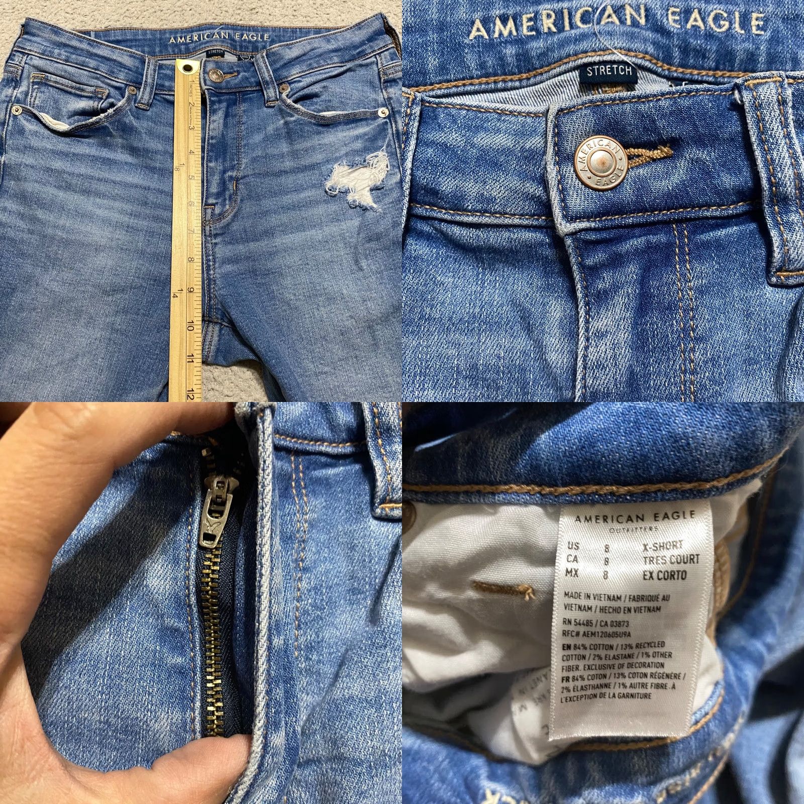 American Eagle Outfitters American Eagle Outfitters Jeans Bootcut 8P Petite Blue Denim High Rise 5-Pocket Stretch Distress Boys Womens Mens (adjusted to fit rules) Size 30" / US 8 / IT 44 - 8 Thumbnail