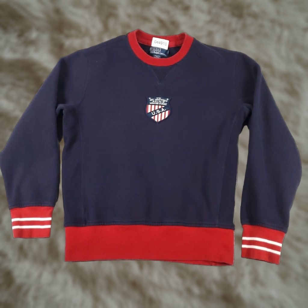 VINTAGE Ralph Lauren Pullover Sweater Mens Small Red Cotton Crew