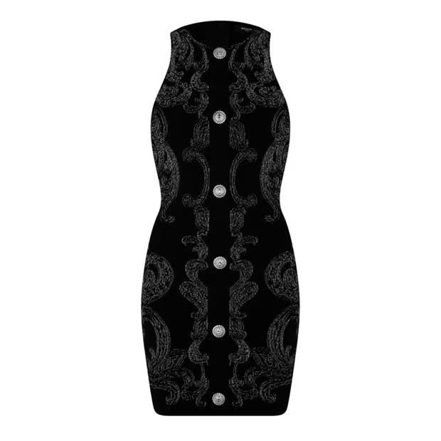 Balmain o1g2r1mq0924 Mini Dress in Noir & Argent Size M / US 6-8 / IT 42-44 - 1 Thumbnail