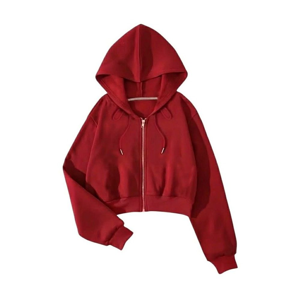 Other BRAND NEW Red Cropped Full Zip Hoodie Sweatshirt Small Size S / US 4 / IT 40 - 3 Thumbnail