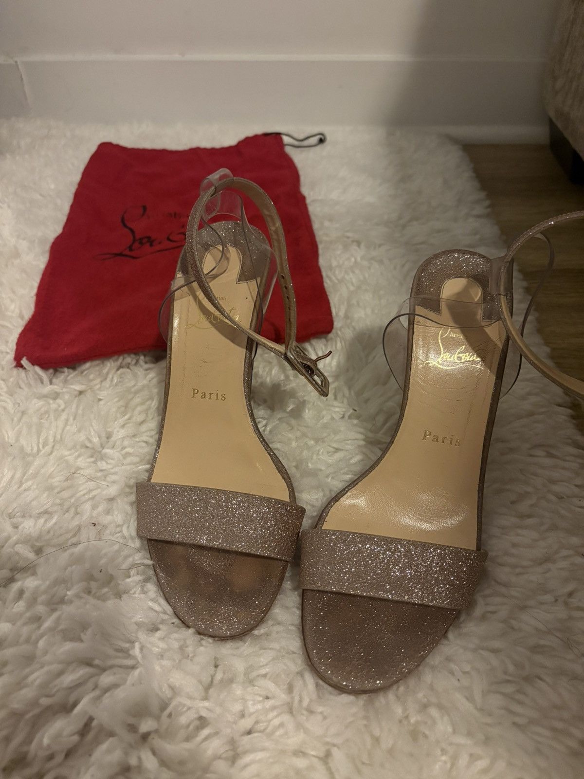 Christian Louboutin Christian Louboutin Gold/Glass heel Size US 8.5 / IT 38.5 - 2 Thumbnail