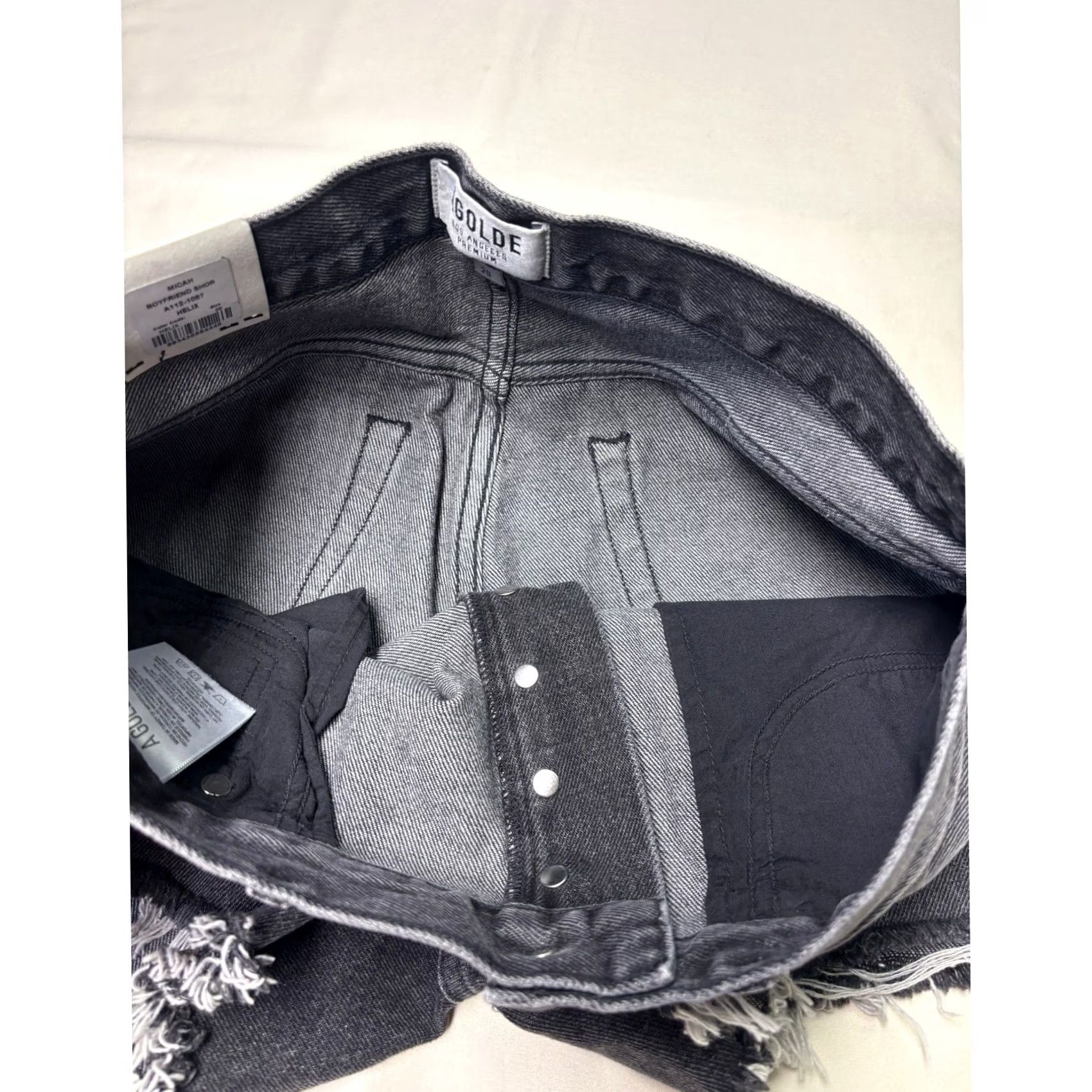 Agolde AGOLDE Micah Shorts Size 26 Black Denim Boyfriend Distressed Raw Hem NWT Size 26" / US 2 / IT 38 - 3 Thumbnail