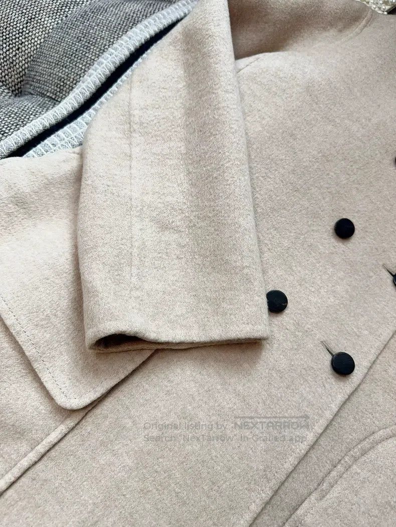 Hermes Hermes Oatmeal Cashmere A-Line Double Breasted Lapel Coat Size XS / US 0-2 / IT 36-38 - 4 Thumbnail