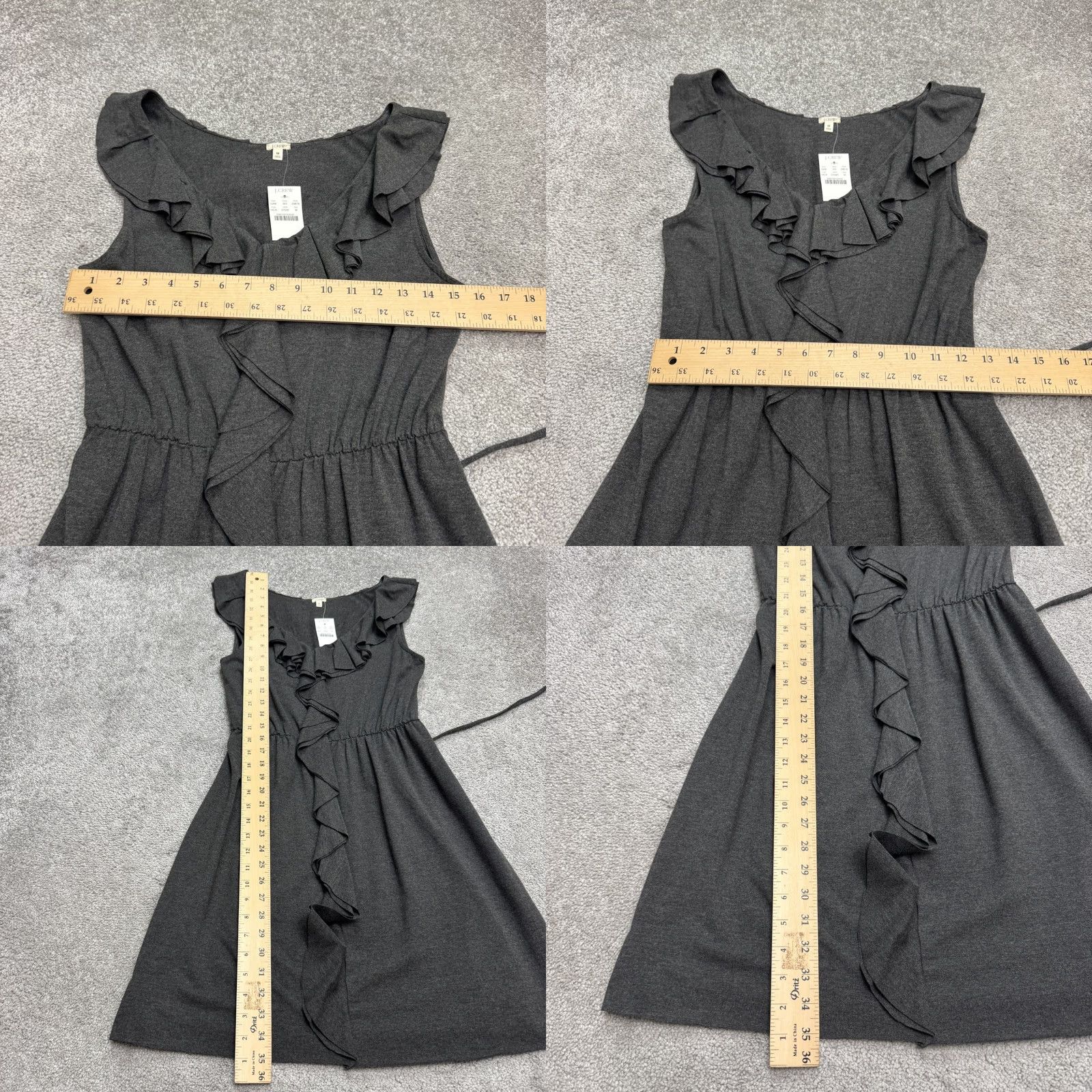 J.Crew J. Crew Ruffles Mini A-Line Dress Womens M Dark Gray Sleeveless V-Neck NWT Size M / US 6-8 / IT 42-44 - 8 Thumbnail