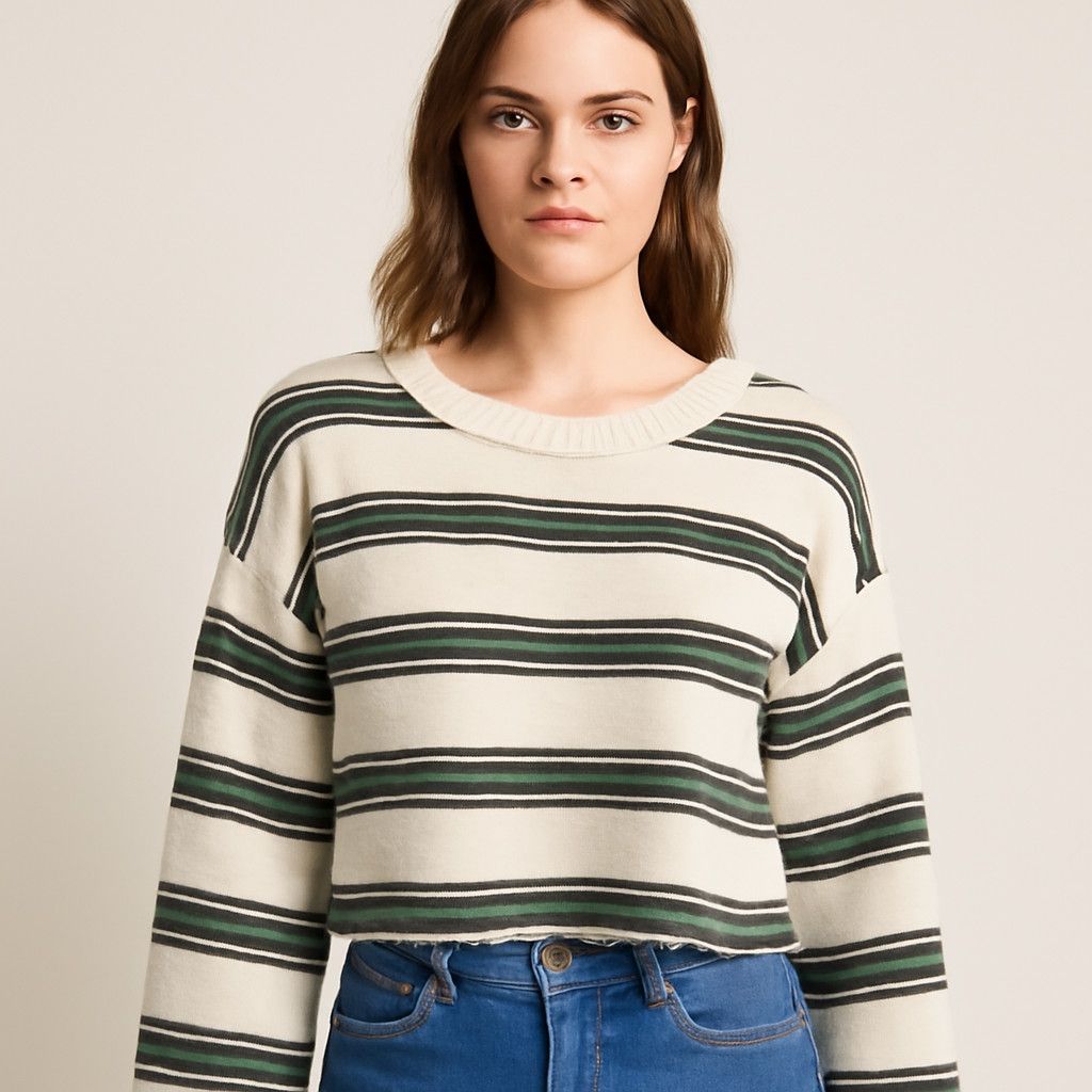 Other OTHERS FOLLOW Knit Striped Pullover Cropped Sweater Womens Size M / US 6-8 / IT 42-44 - 8 Thumbnail