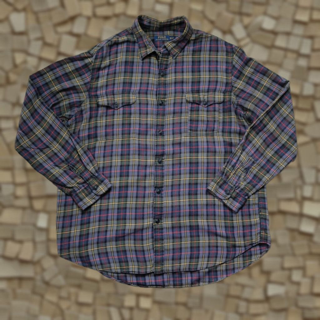 Polo Ralph Lauren VINTAGE Polo Ralph Lauren POLO VTG Y2K PLAID CLASSIC FIT COTTON THIN CASUAL SHIRT 2XL Blue Size US XXL / EU 58 / 5 - 1 Thumbnail