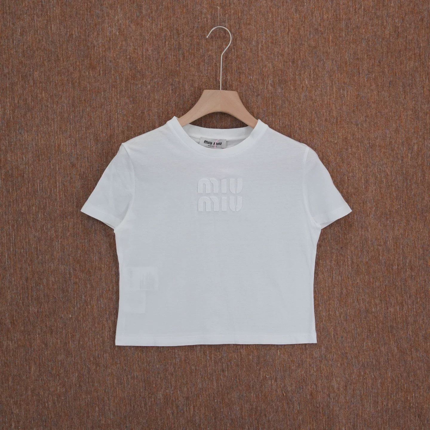 Miu Miu Miu Miu Chest Embroidered Logo White T-shirt Size M / US 6-8 / IT 42-44 - 1 Thumbnail