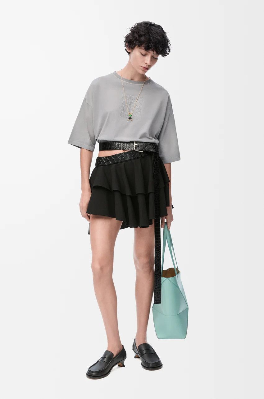 Loewe o1loc1c0525 Cropped T-Shirt In Cotton in Light Grey Size L / US 10 / IT 46 - 2 Thumbnail