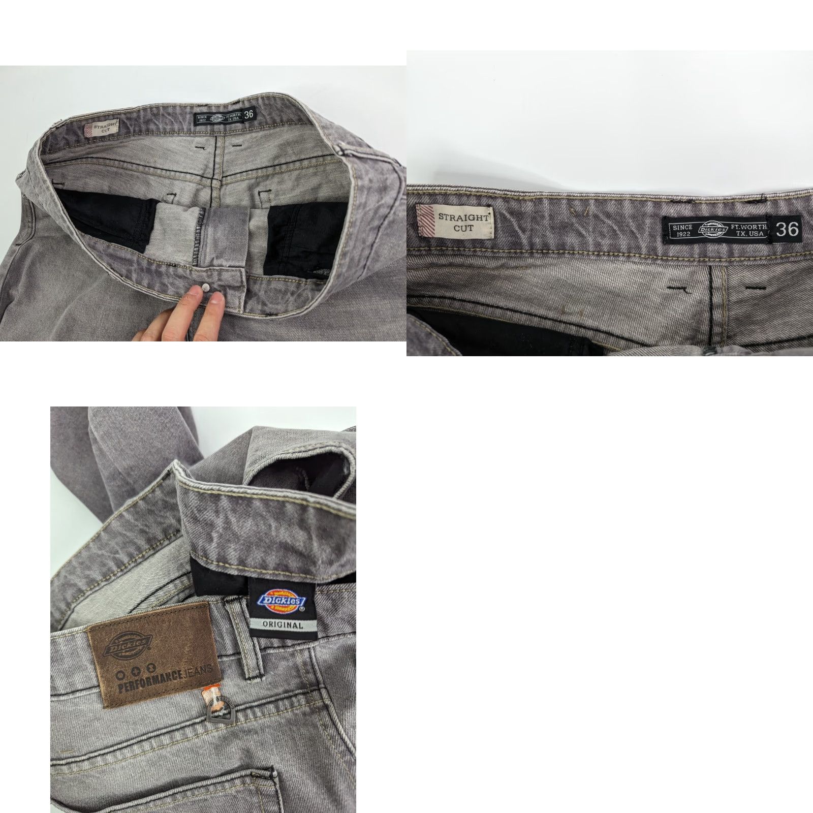 Dickies Dickies Jeans Straight Gray Mens Size 36 5-Pocket Denim Cotton Belt Loops Logo Distressed? No Distressed: No Size US 36 / EU 52 - 9 Thumbnail