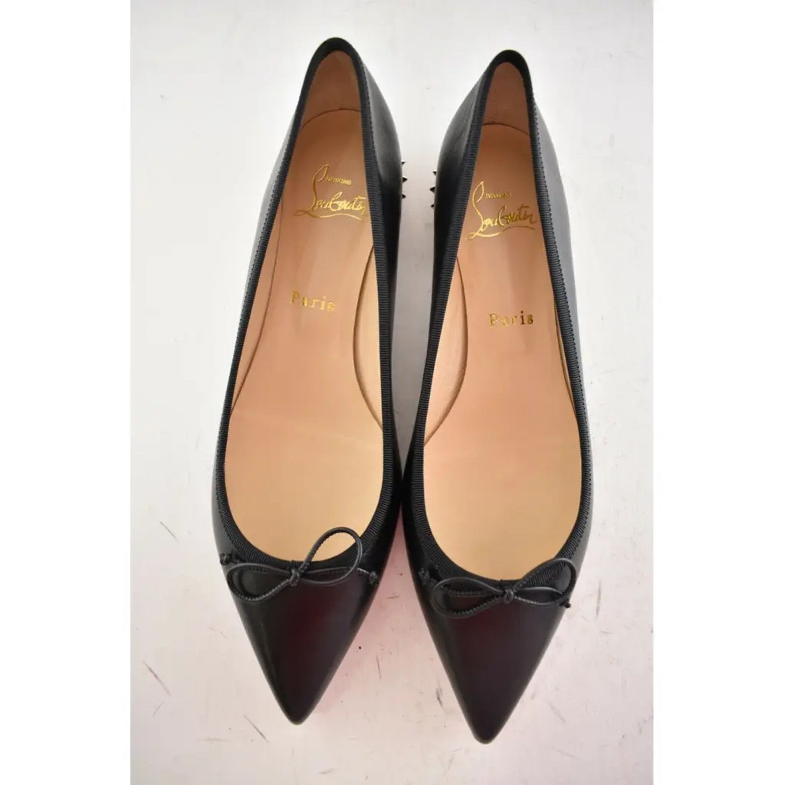 Christian Louboutin Christian Louboutin Hall Flat Black Leather Spike Pointed Size US 7.5 / IT 37.5 - 7 Thumbnail