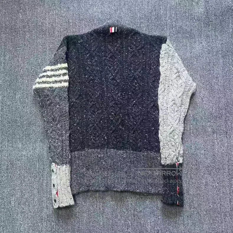 Thom Browne Thom Browne Grey Mixed Color Wool and Mohair Cardigan Size US L / EU 52-54 / 3 - 2 Thumbnail