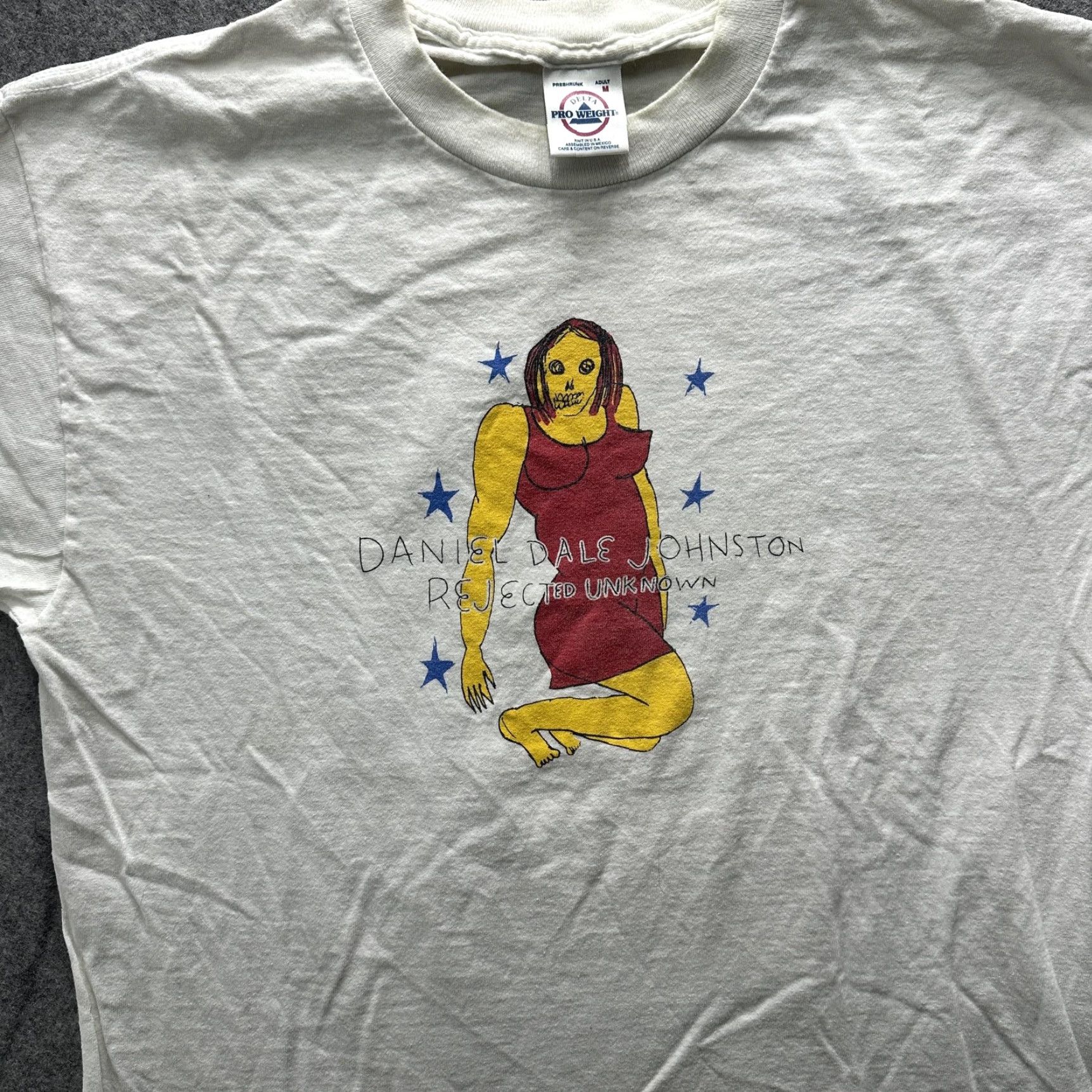 Vintage VINTAGE Daniel Johnston Rejected Unknown Delta Pro Weight Shirt Mens M White Graphic Print Tee 90s Mens Size US M / EU 48-50 / 2 - 4 Thumbnail