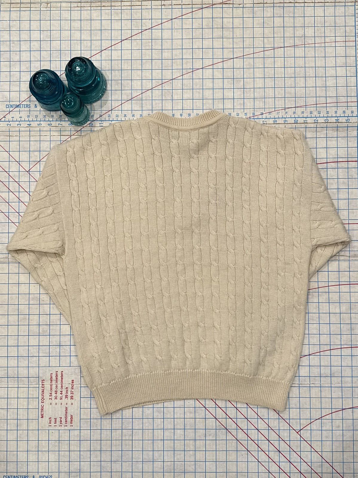 Pendleton Vintage Pendleton Cream Cable Knit V Neck Sweater Mens Large Size US L / EU 52-54 / 3 - 10 Thumbnail
