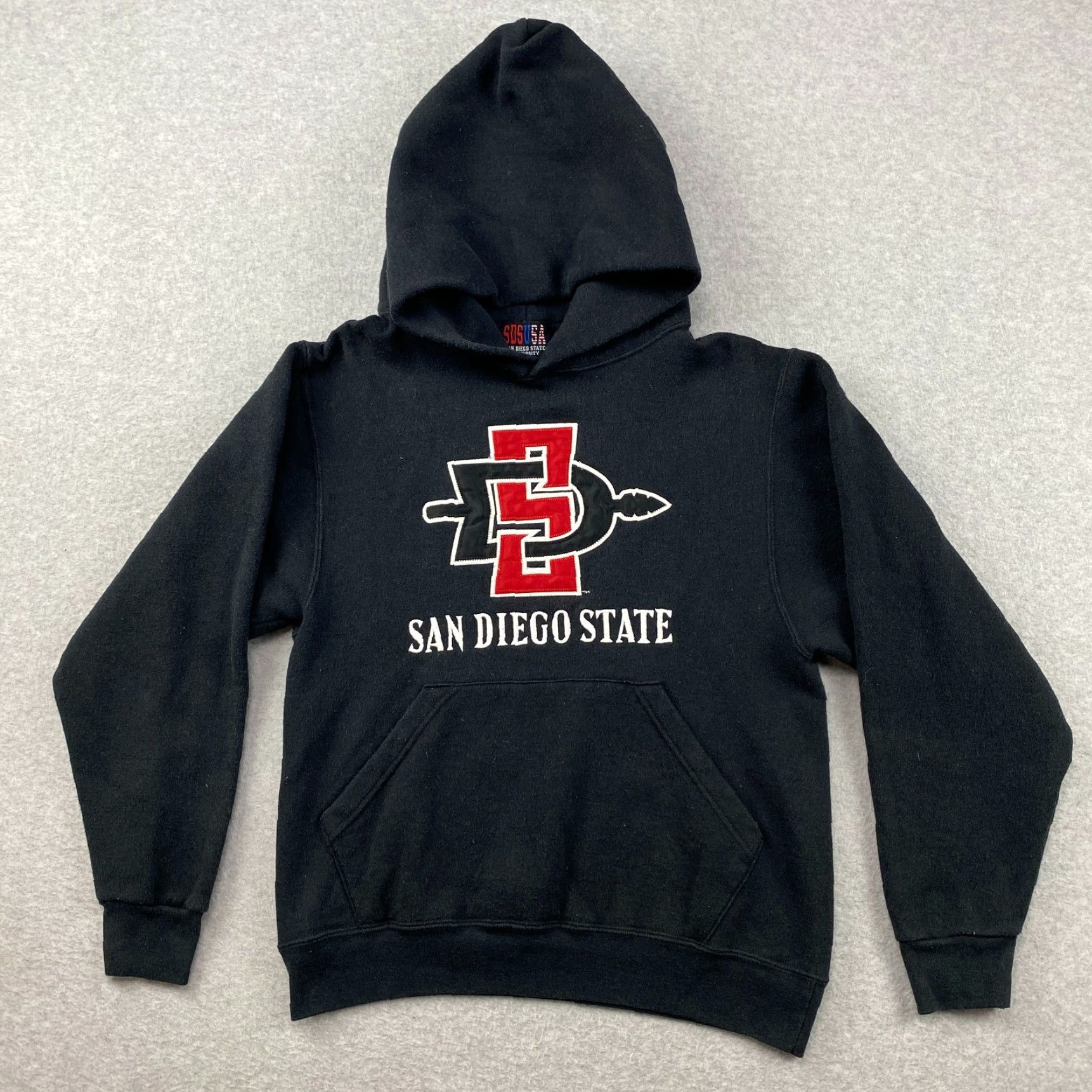 Vintage VINTAGE SDSUSA San Diego State University Aztecs Hoodie Mens XS Black Pullover Made In USA Size US XS / EU 42 / 0 - 2 Thumbnail