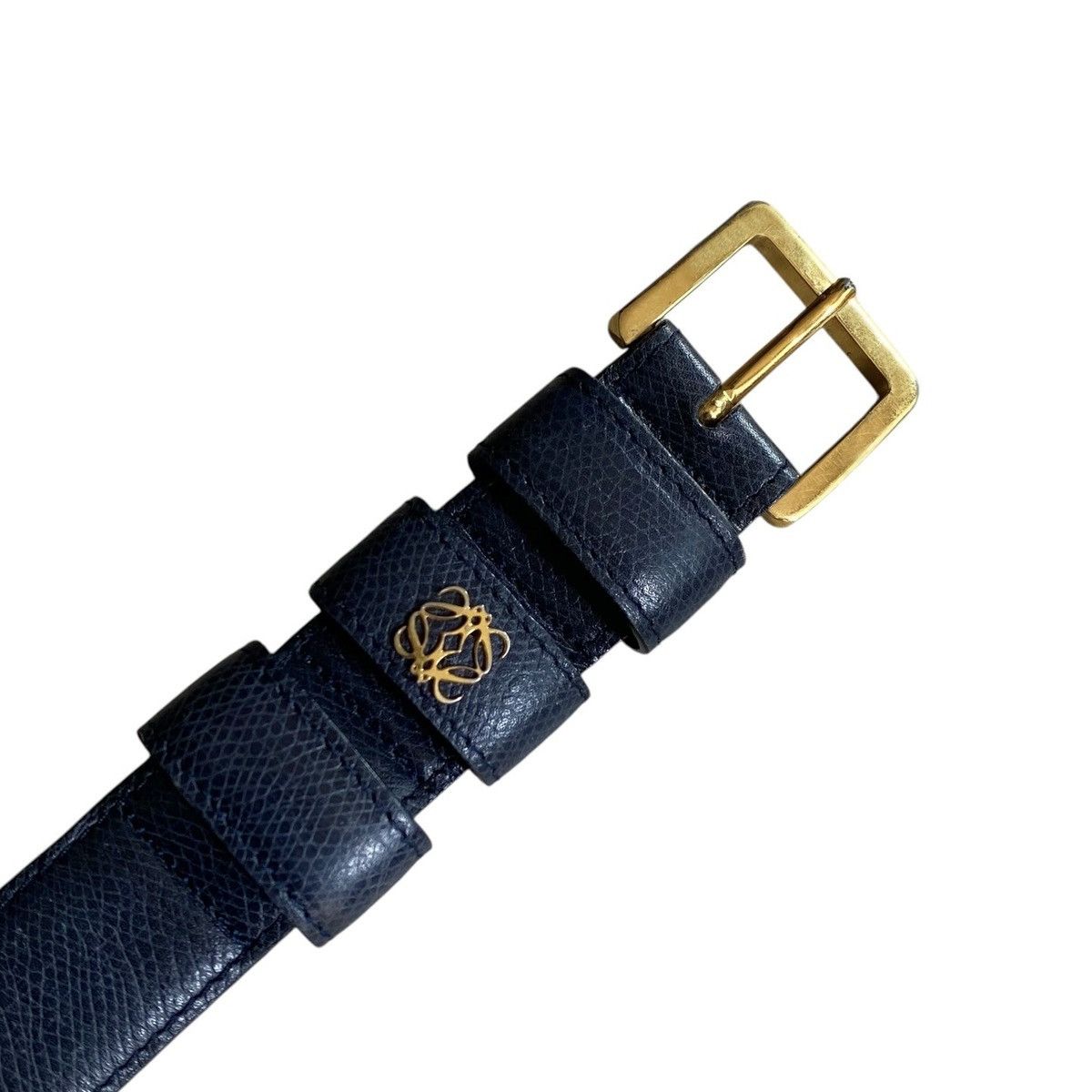 Loewe × Vintage Loewe small logo anagram leather belt navy Size ONE SIZE - 4 Thumbnail