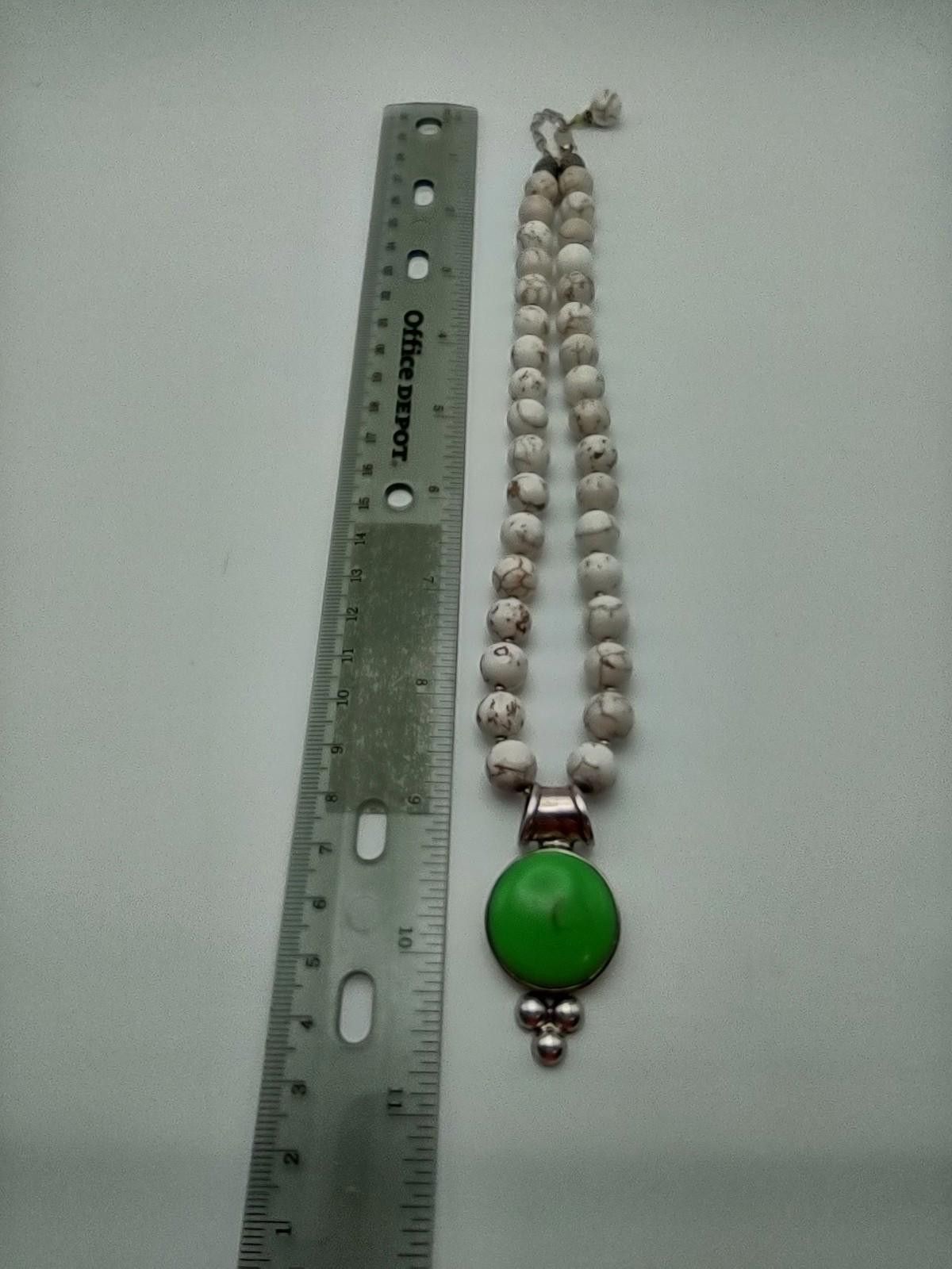 Other Vtg CW 925 Thailand Sterling Silver Green Magnesite Necklace Size ONE SIZE - 5 Thumbnail