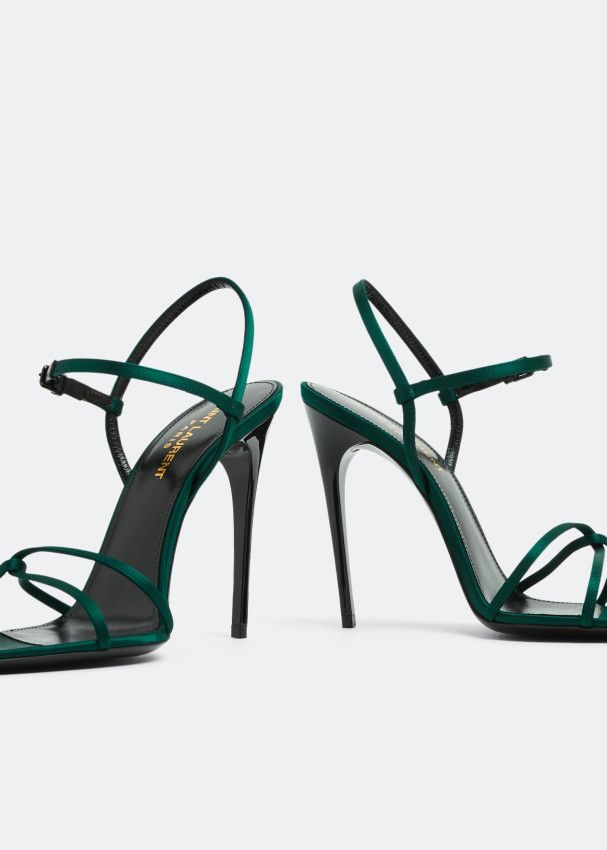 Saint Laurent Paris o1bcso1str1124 Clara Sandals in Green Size US 8 / IT 38 - 3 Thumbnail