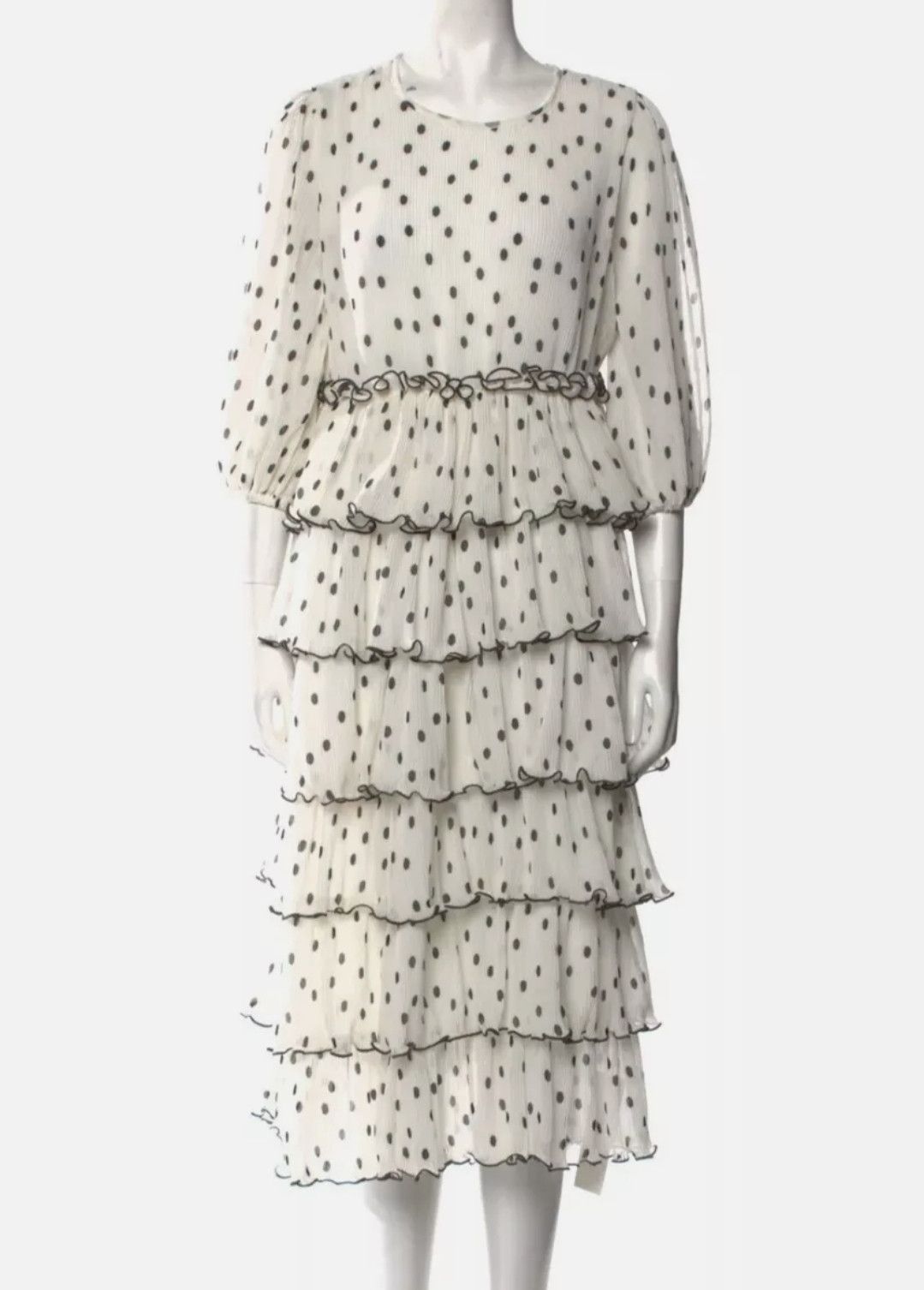 Gianni Valentino GANNI Polka-Dot Lowell Tiered Ruffle Midi Dress Size M / US 6-8 / IT 42-44 - 1 Thumbnail