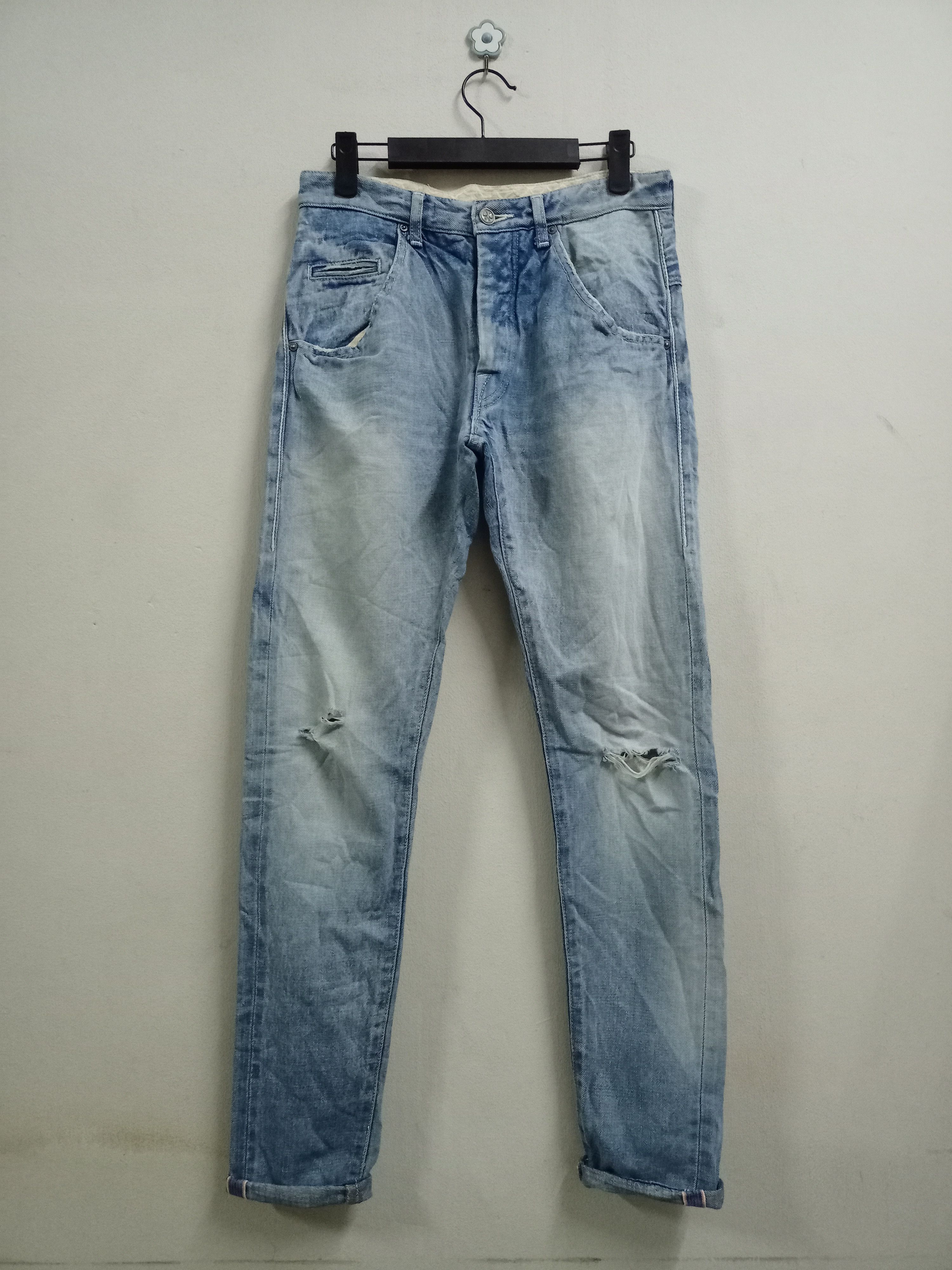 image of Vintage Mina Perhonen Blue Wash Distressed Selvedge Jeans, Men's (Size 28)