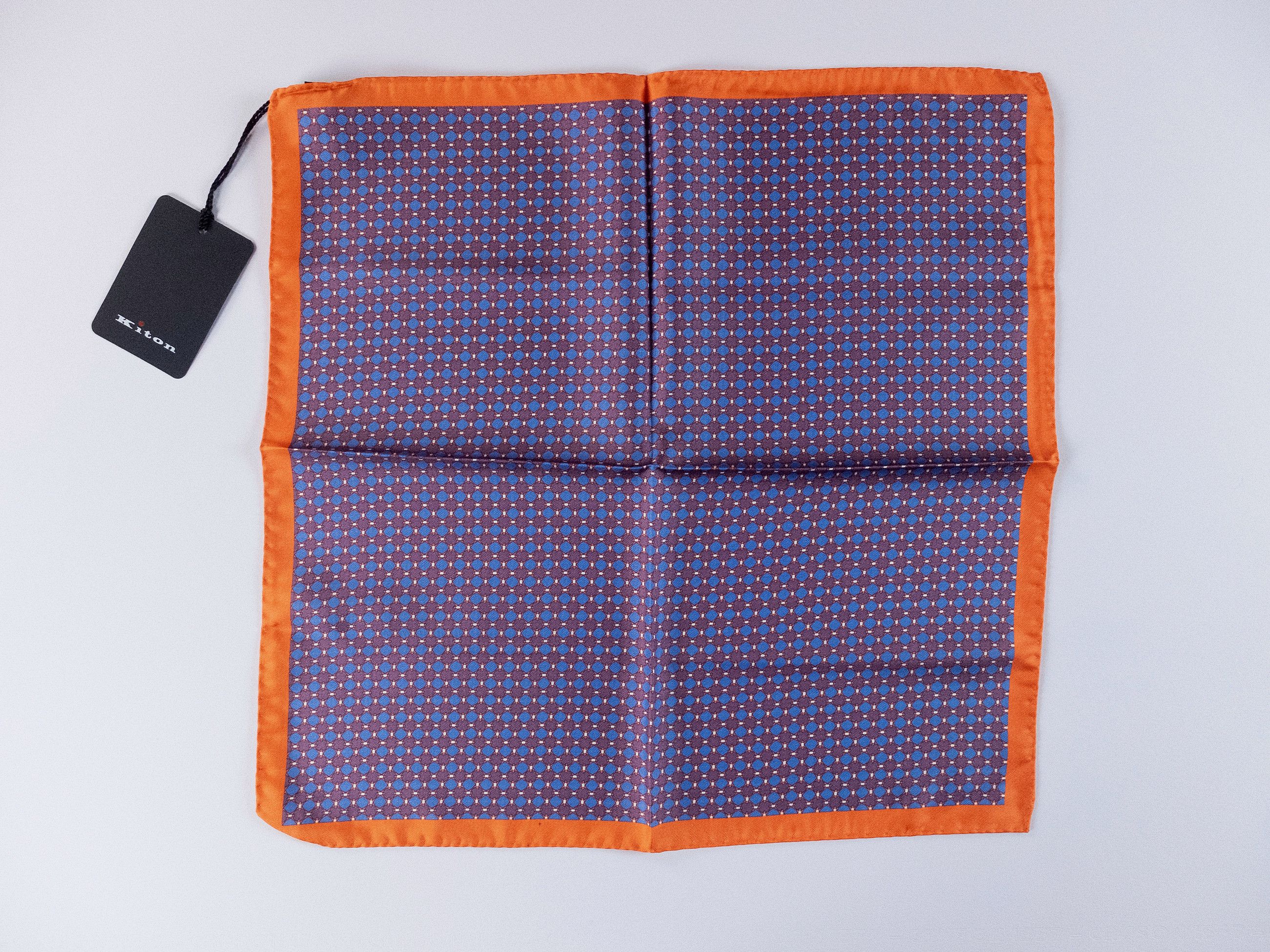 Kiton KITON Napoli blue purple & orange silk pocket square q Size ONE SIZE - 1 Thumbnail