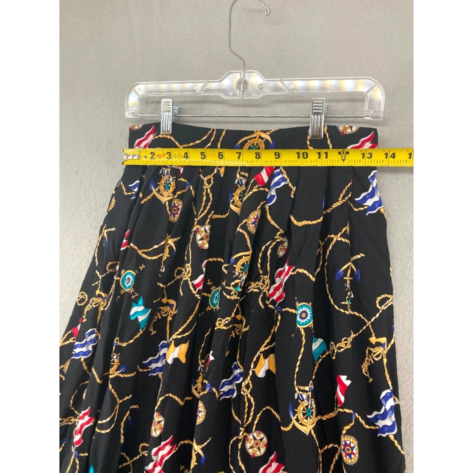 Lee VINTAGE Kathie Lee Skirt Womens Small Pleated Nautical Ropes Flags Long Size 28" / US 6 / IT 42 - 2 Thumbnail