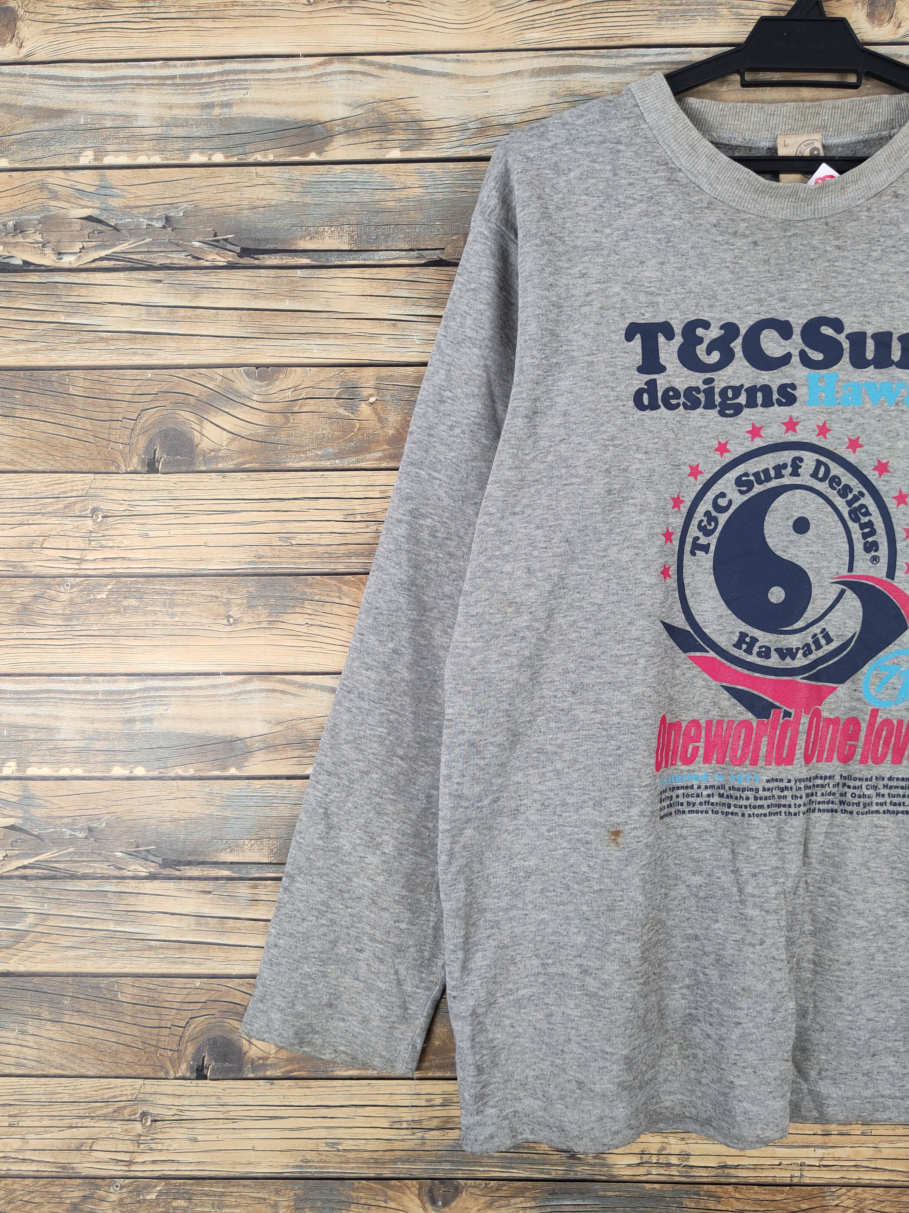 Japanese Brand T&C Surf Designs Gray Hawaii Sweatshirts #W1128 Size US L / EU 52-54 / 3 - 4 Thumbnail