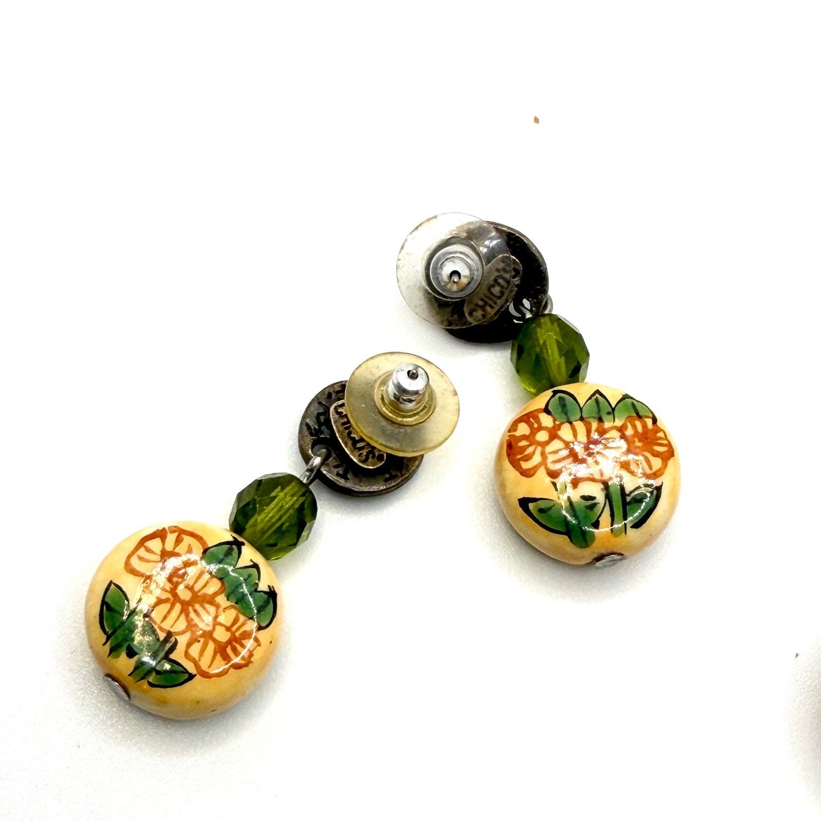 Chicos Vintage 90s Yellow Chinoiserie Geisha Necklace Earring Set Size ONE SIZE - 9 Thumbnail