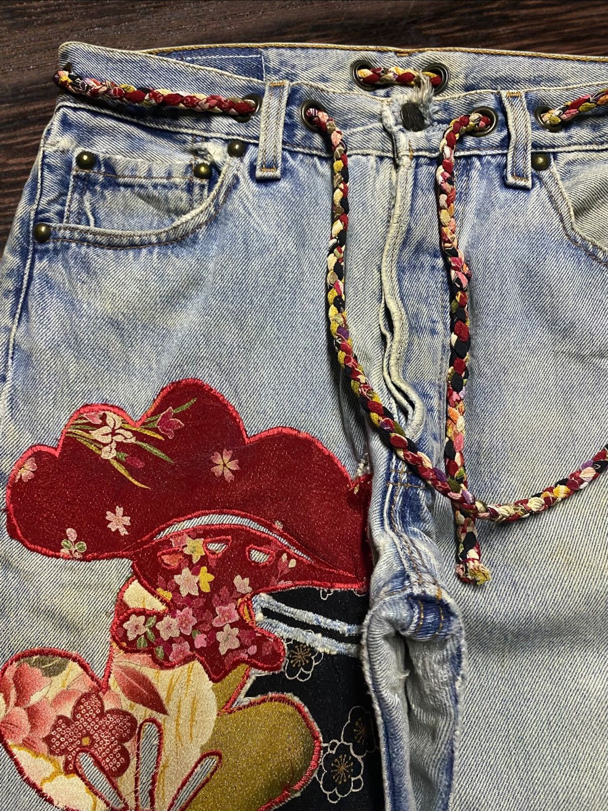 Kapital Vintage Japanese Brand Embroidery Diary Streetwear Jeans Size US 29 - 9 Thumbnail