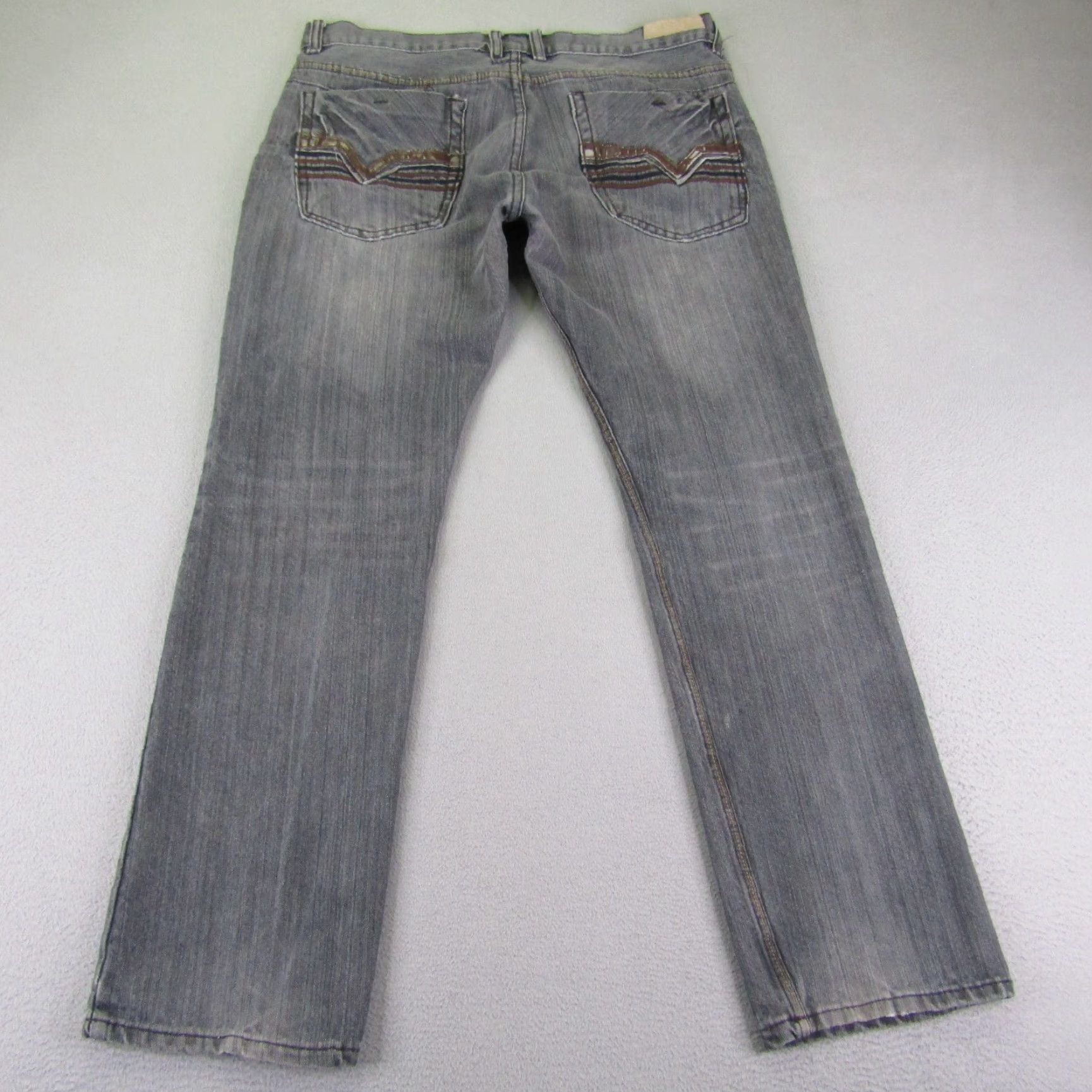 Denime FUSAI Jeans Mens 36x32 Gray Denim Straight Leg Regular Fit Pants Size US 35 - 4 Thumbnail