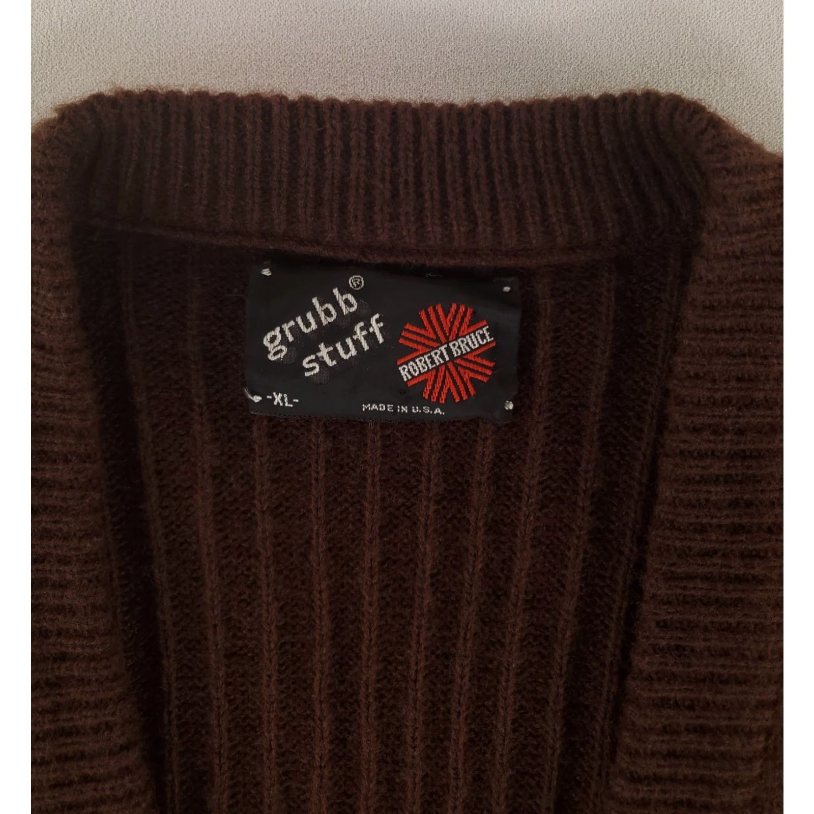 Vintage Robert Bruce Grubb Stuff Wool Cardigan Sweater Vest Brown Mens XL Size US XL / EU 56 / 4 - 2 Thumbnail