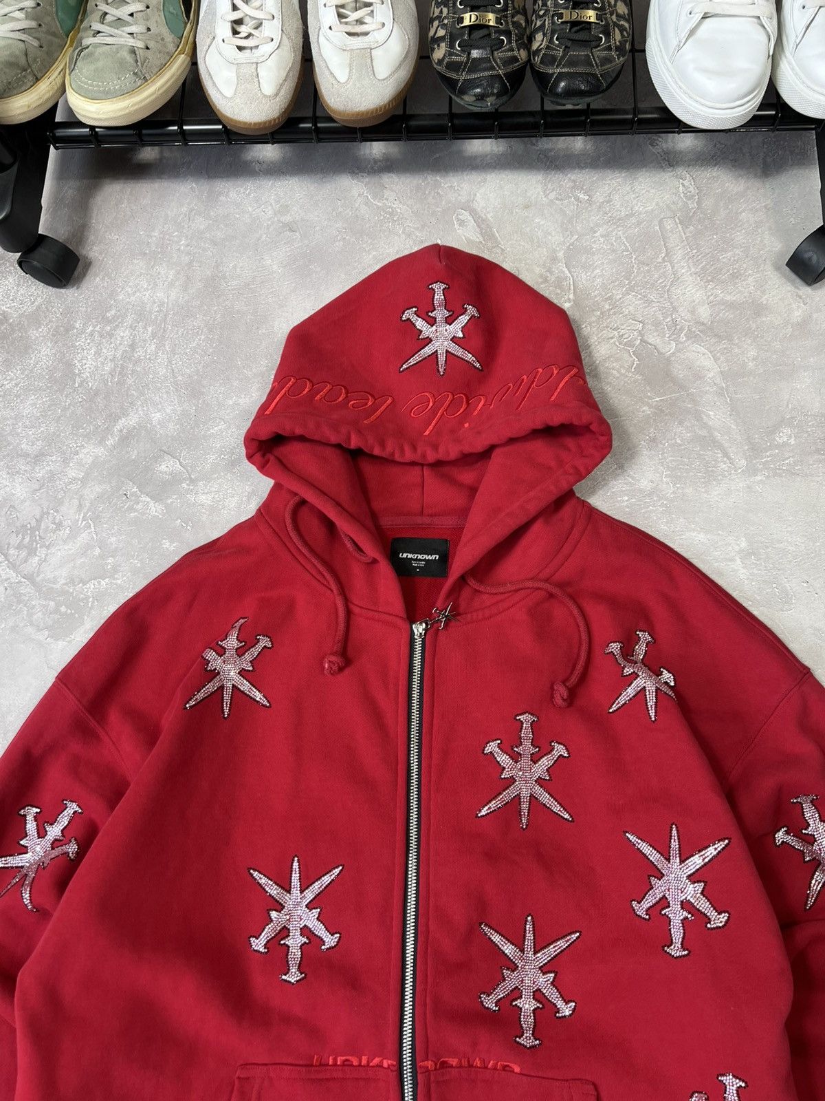 Unknown London Unknown London Rheistones Baggy Heavy Zip Hoodie Size US M / EU 48-50 / 2 - 3 Thumbnail