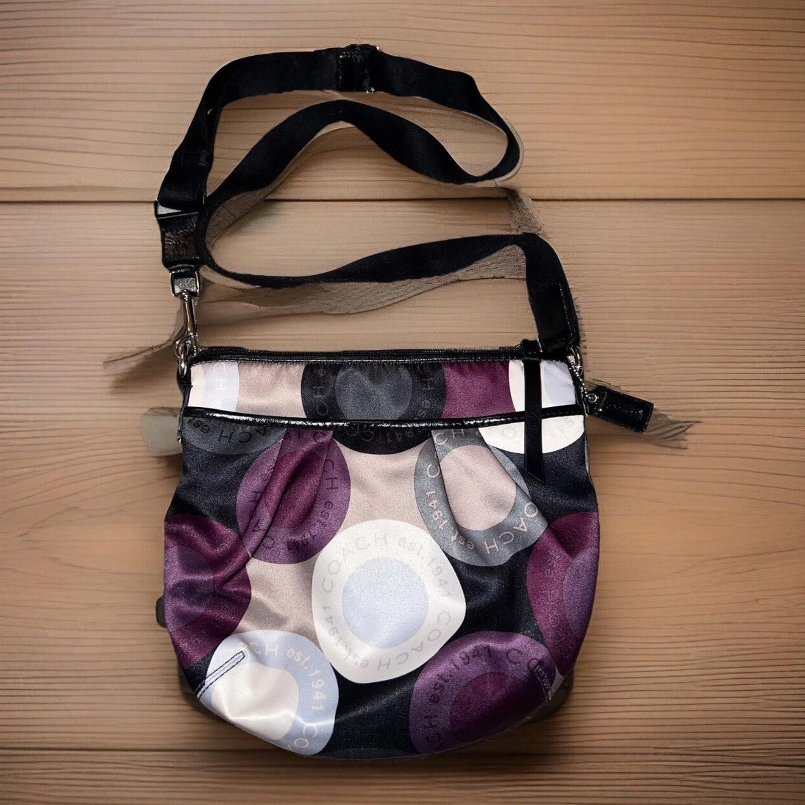 Coach Coach Silk Crossbody Purple & Brown PURSE BAG TOTE Circles Size ONE SIZE - 1 Thumbnail