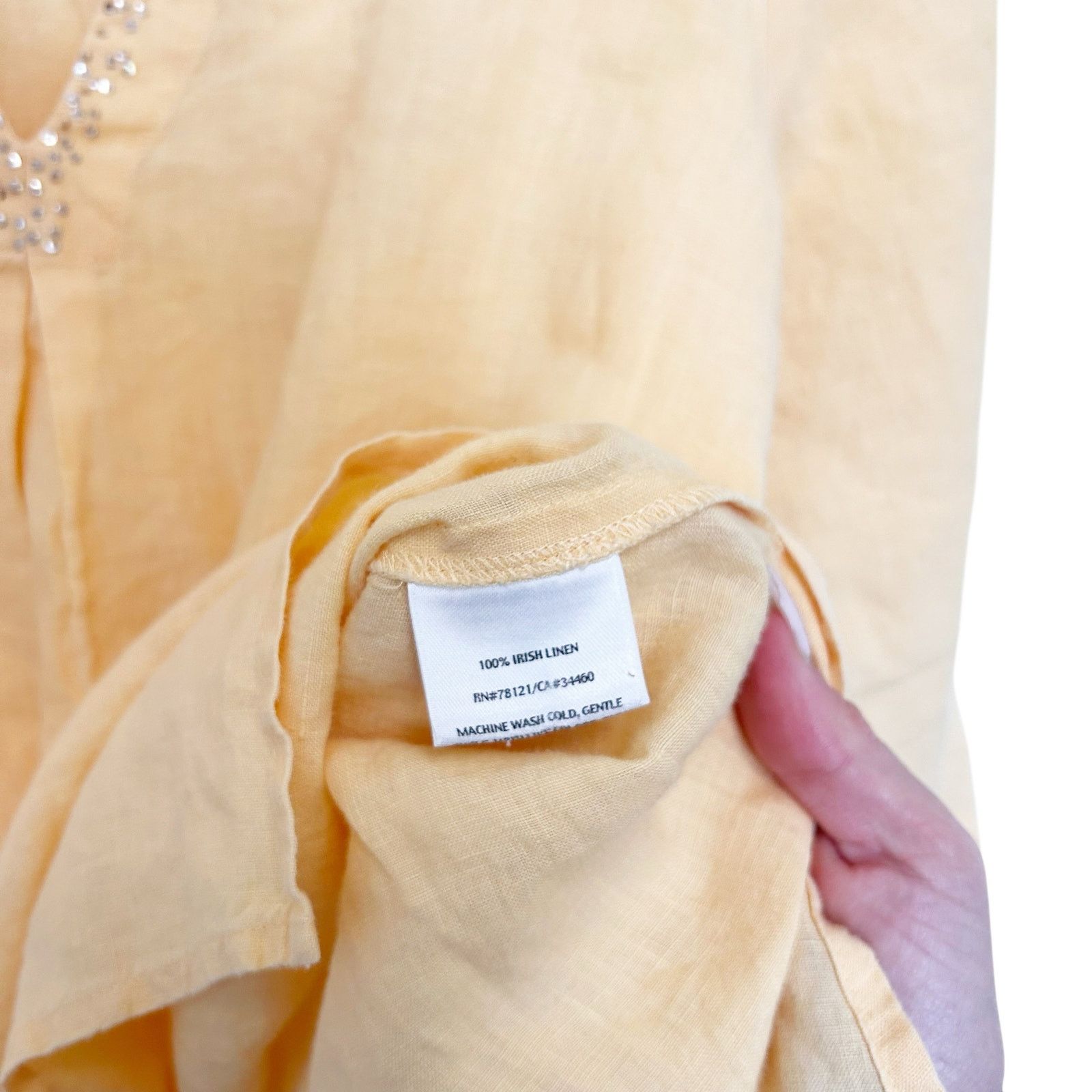 Eileen Fisher Eileen Fisher Yellow 100% Irish Linen Split Neck Top Sz S Size S / US 4 / IT 40 - 4 Thumbnail