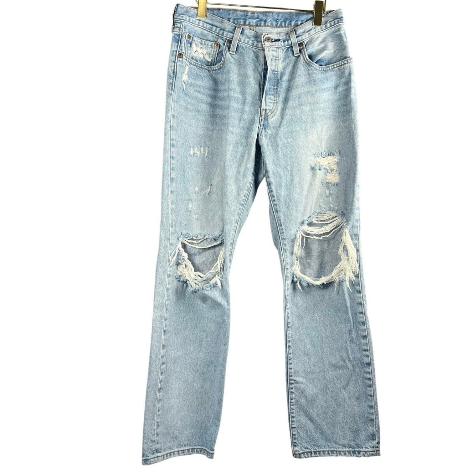 Levi's Levi’s 501 Distressed Button Fly Jeans 30x32 Straight Leg Size US 30 / EU 46 - 1 Thumbnail
