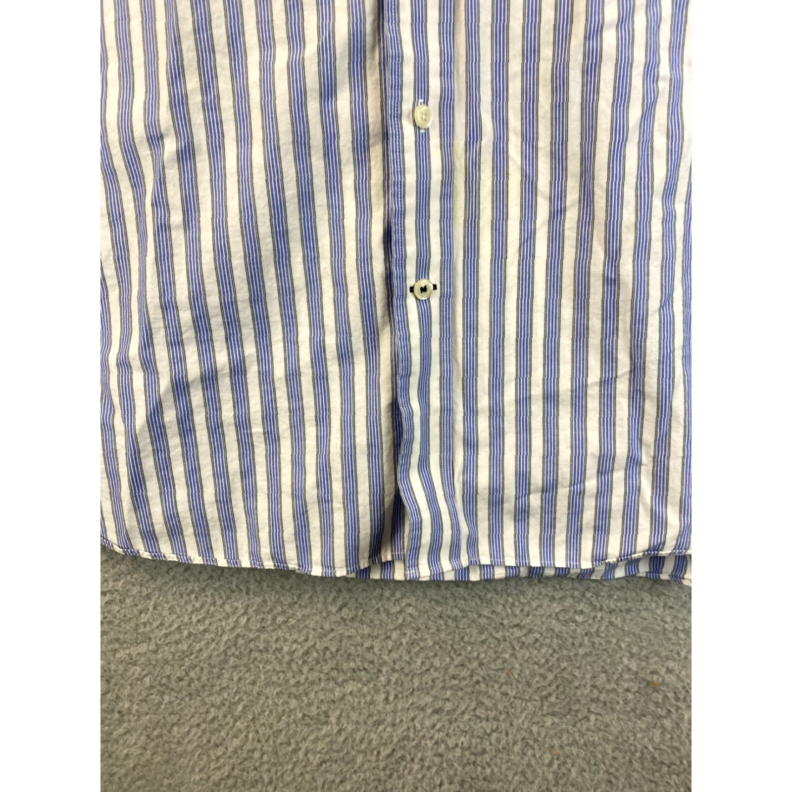 Nautica VINTAGE Nautica Dress Shirt Button-Down Striped Blue XL Men’s Shirt - Long Sleeve, Collared, Regular Fit Size 46R - 3 Thumbnail