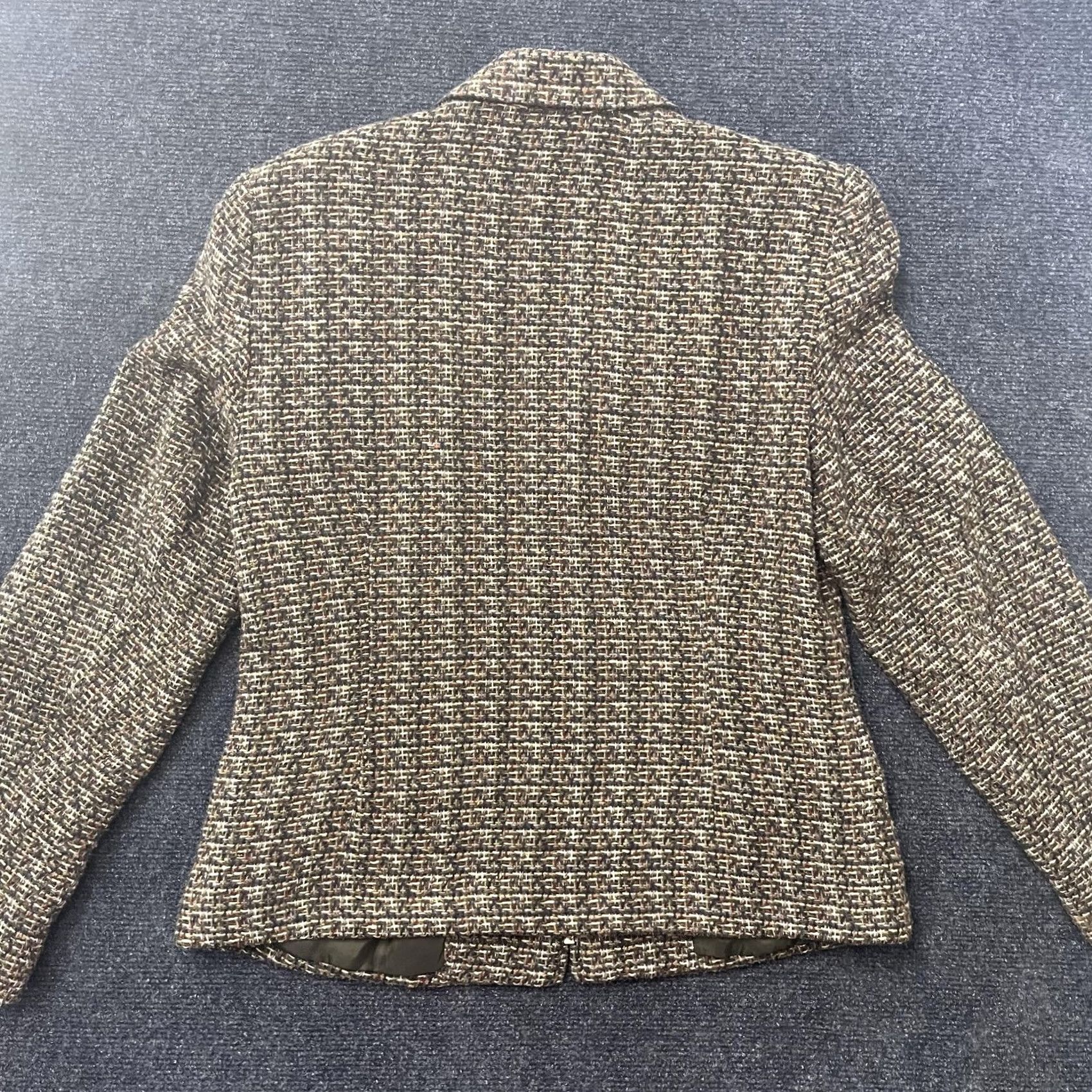 Vintage VINTAGE Dressbarn Blazer Jacket Womens 8 Brown Tweed Wool Blend Zip Front Lined Size M / US 6-8 / IT 42-44 - 4 Thumbnail