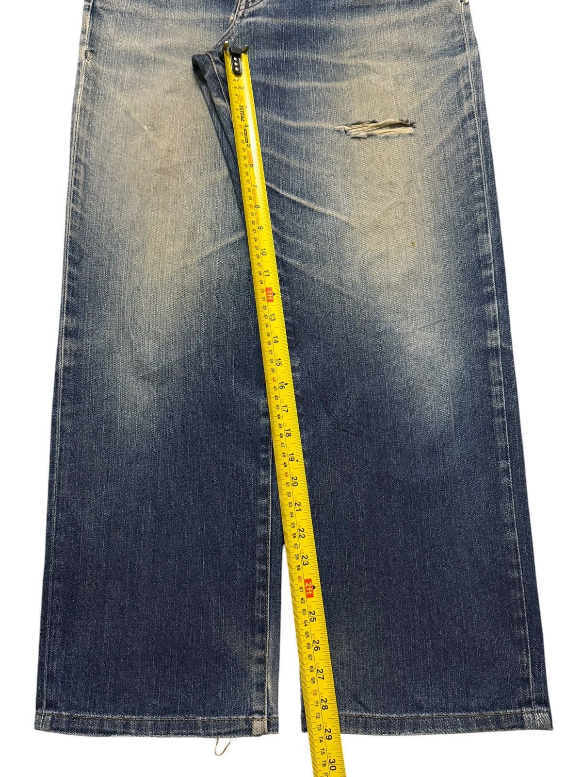 Uniqlo Vintage Y2K Japanese Uniqlo Mud Wash Distress Wide Leg Baggy Size US 33 - 10 Thumbnail