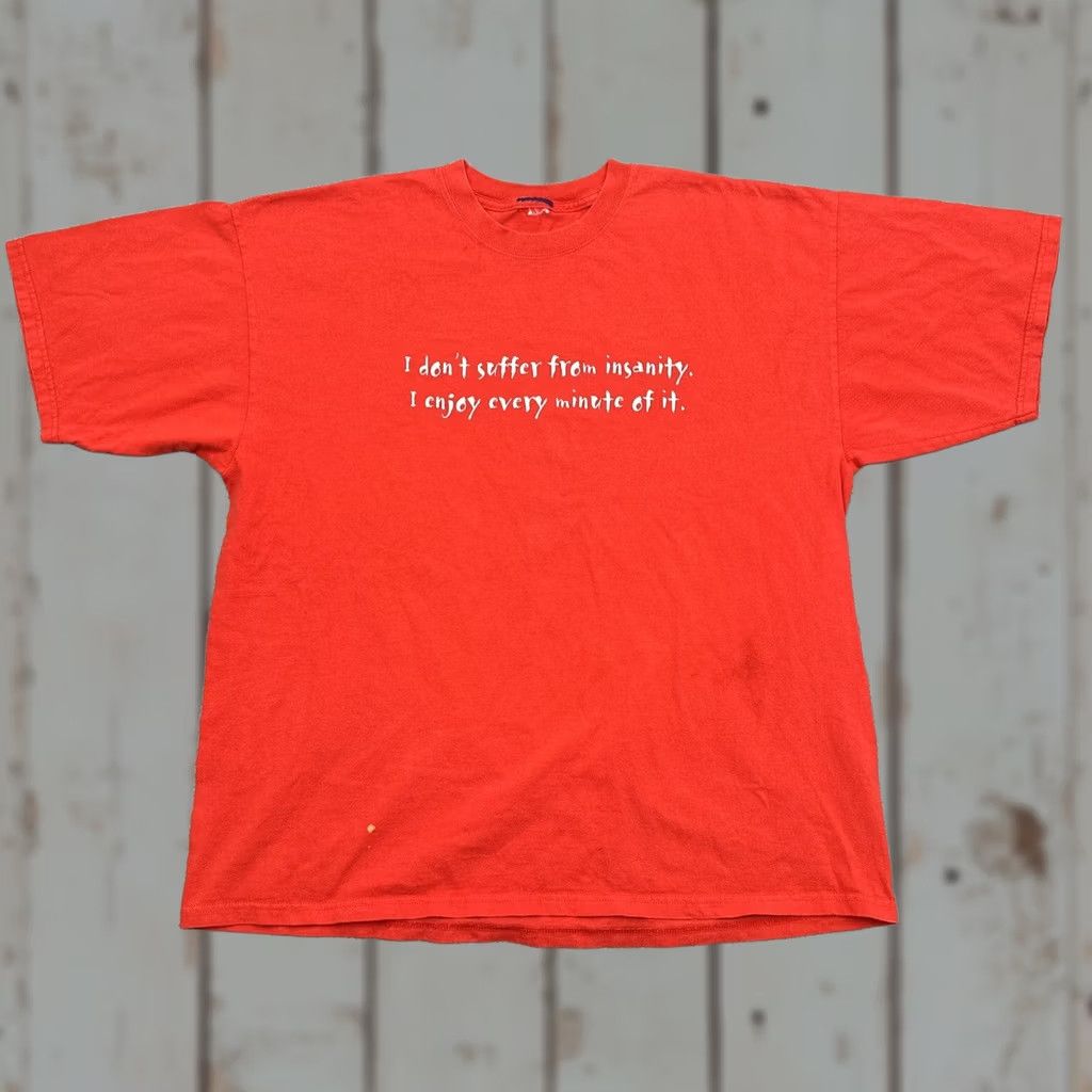 Vintage VINTAGE 2XL Red T Shirt Mens Don’t Suffer From Insanity Enjoy It 90s Funny Tee Shirt Crew Neck Short Sleeve Cotton Knit Size US XXL / EU 58 / 5 - 1 Thumbnail