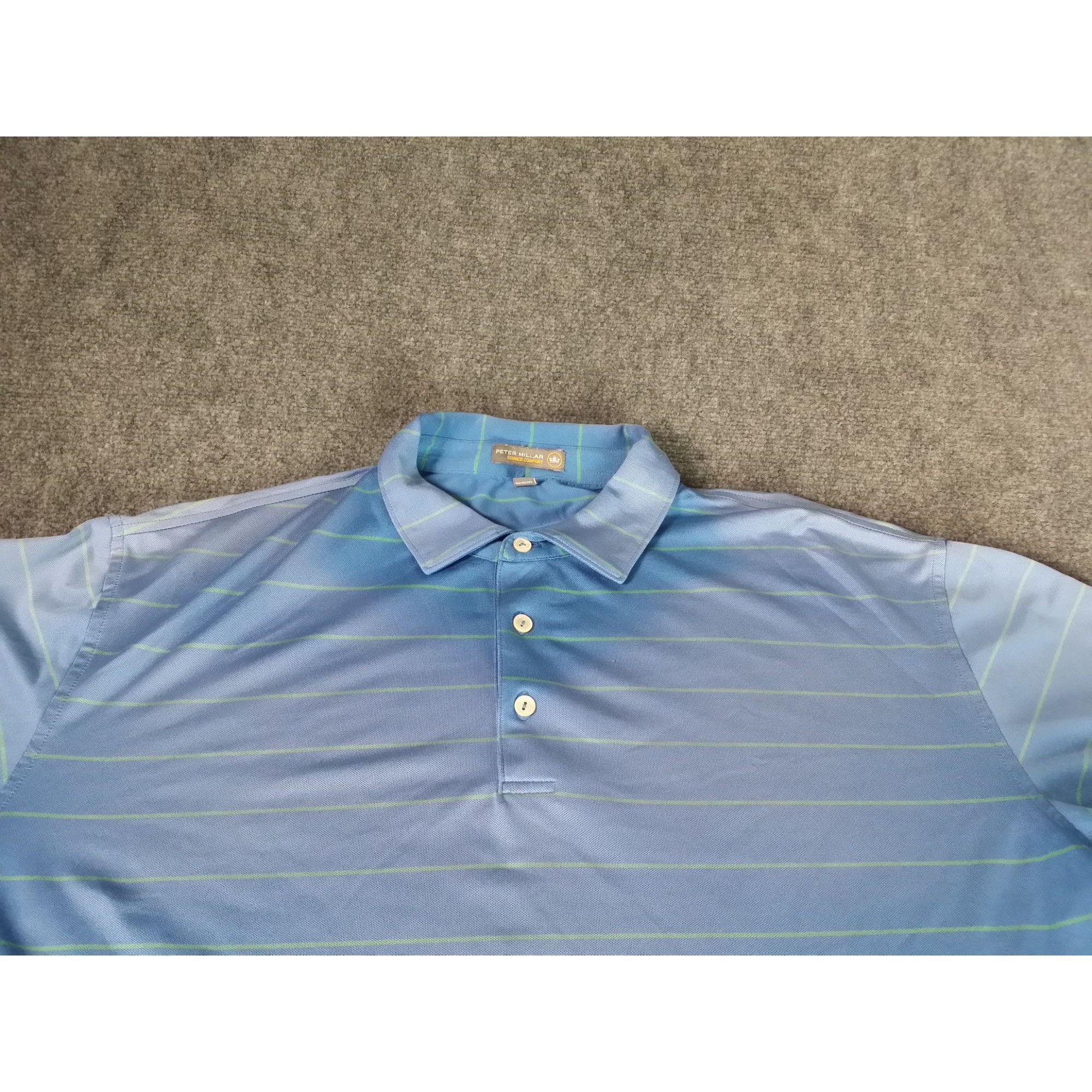 Peter Millar Peter Millar Summer Comfort Striped Polo Men Sz XL Blue Gree Size US XL / EU 56 / 4 - 2 Thumbnail