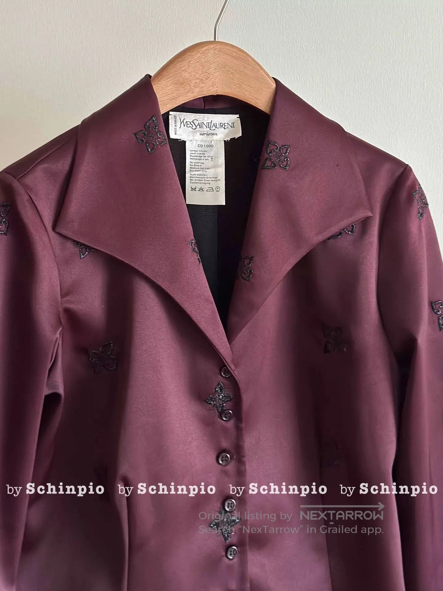 Saint Laurent Paris Yves Saint Laurent Burgundy Cropped Jacket. Size S / US 4 / IT 40 - 4 Thumbnail