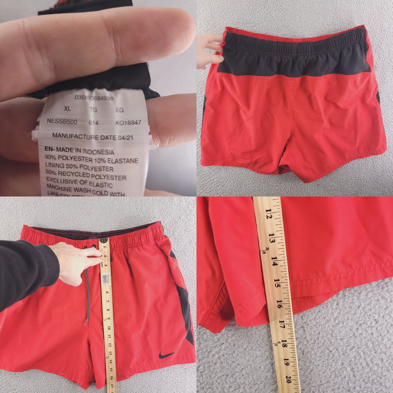 Nike Nike Swim Trunks Mens Large Red Above Knee Shorts Bottoms Size US 33 - 8 Thumbnail