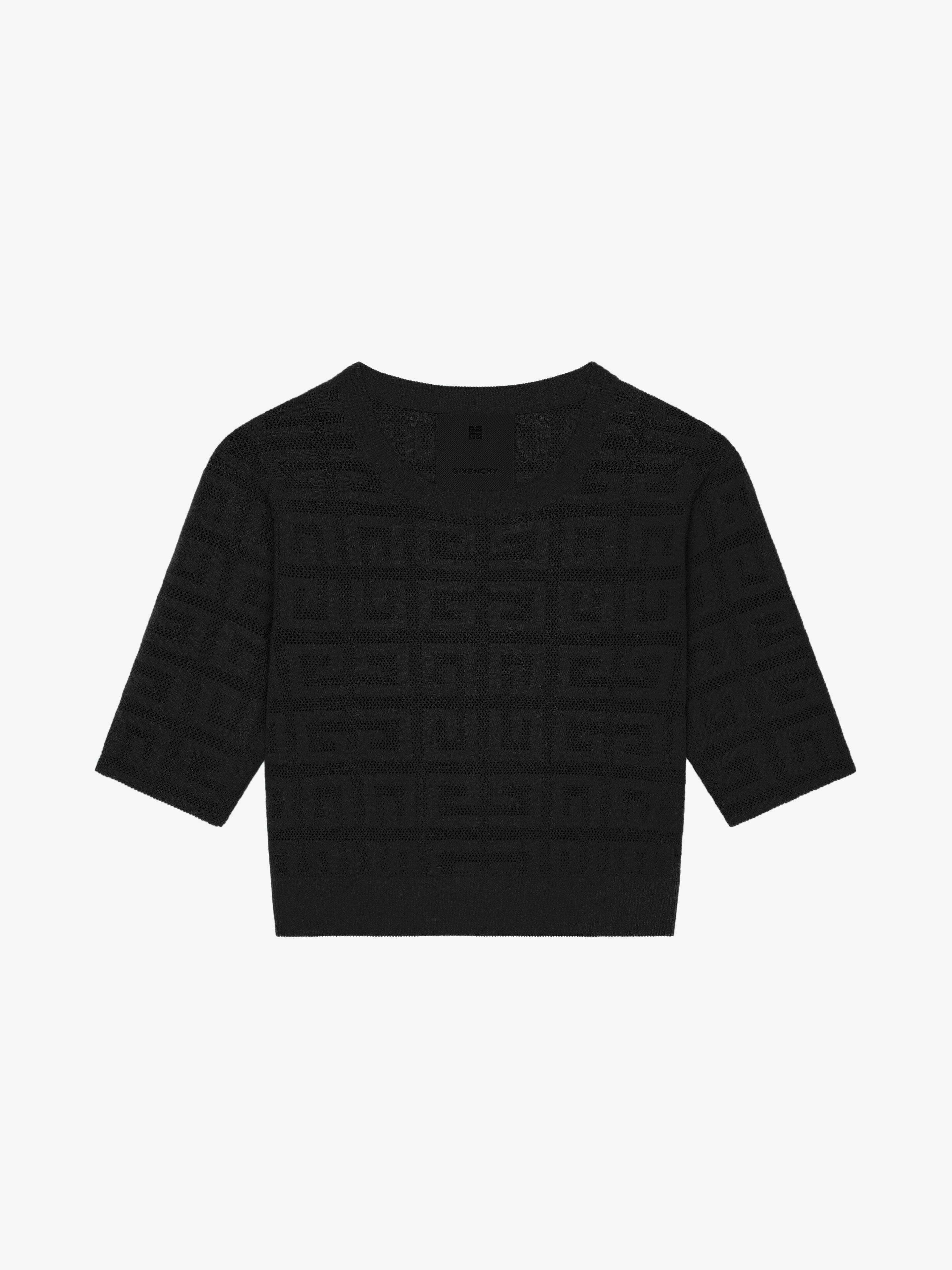 o1srvl11e0725 Cropped Sweater In 4g Jacquard in Black