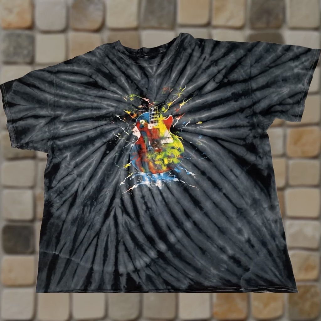 Vintage VINTAGE Large Tie-Dye Rock&Roll Guitar Art T-Shirt Front and Back Print 90s Unisex Adults Size US L / EU 52-54 / 3 - 1 Thumbnail
