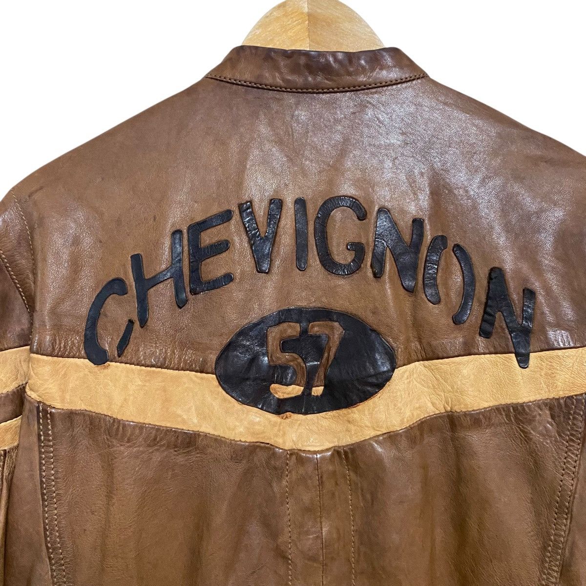 Chevignon Vintage Chevignon Leather Jacket Cafe Racer Brown Patina Size US L / EU 52-54 / 3 - 11 Thumbnail
