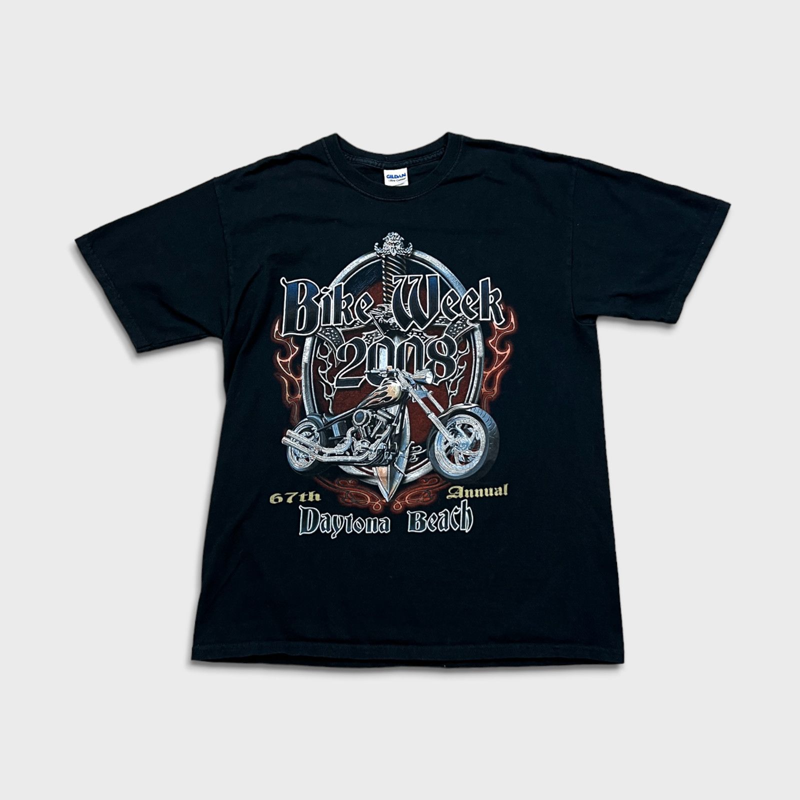 Gildan × Harley Davidson × Vintage 2008 Daytona Beach T Shirt Large Motorcycle Biker Flame Tee Size US L / EU 52-54 / 3 - 1 Thumbnail
