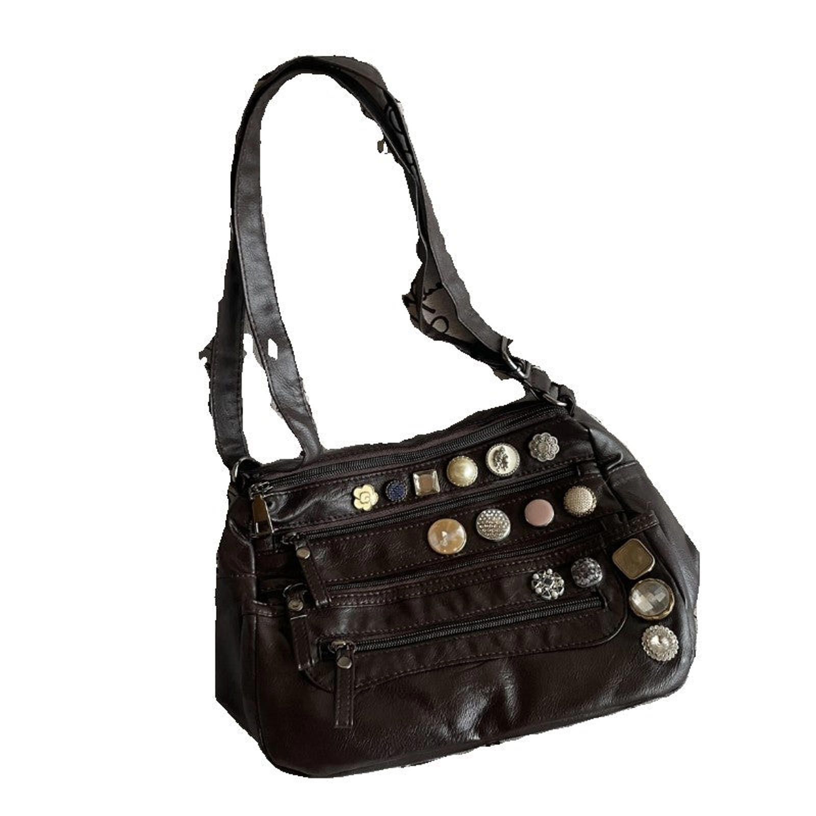Other Lightweight Washed Leather Crossbody Bag – Button Detail Size ONE SIZE - 5 Thumbnail