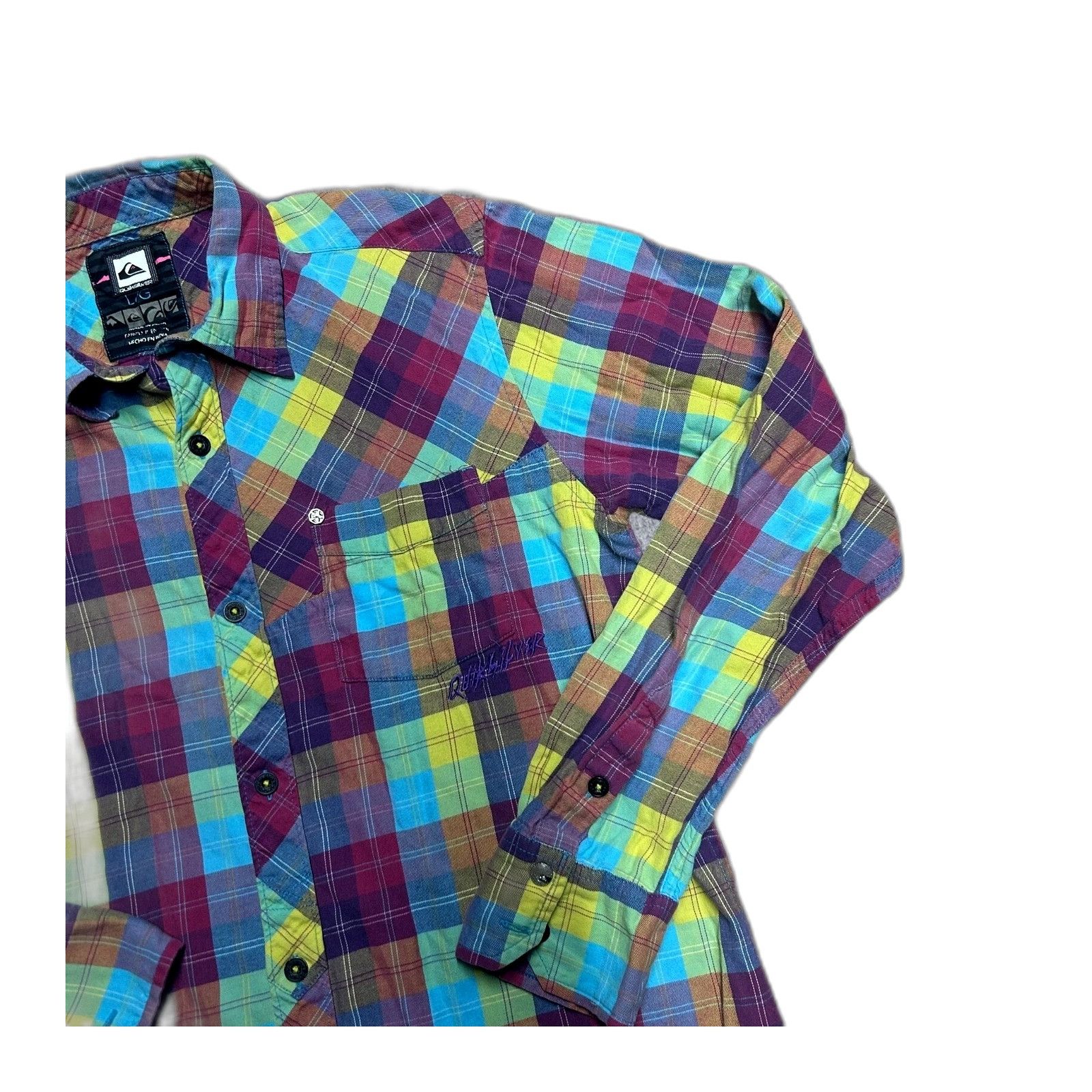 Quiksilver Quicksilver Multicolor Bright Rainbow Plaid Flannel Shirt La Size US L / EU 52-54 / 3 - 4 Thumbnail